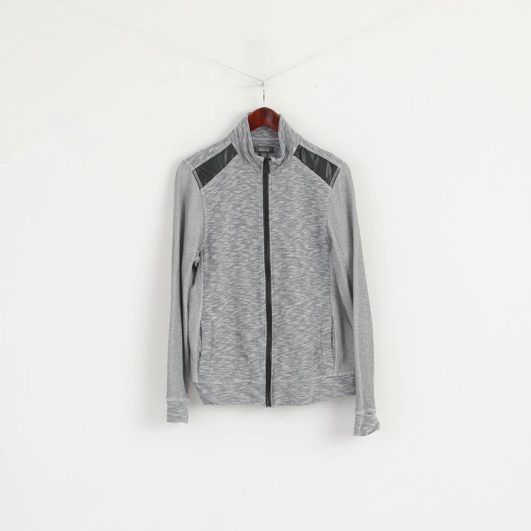Kenneth Cole Reaction Women M Sweatshirt Grey Cotton Detailed Zip Up Top