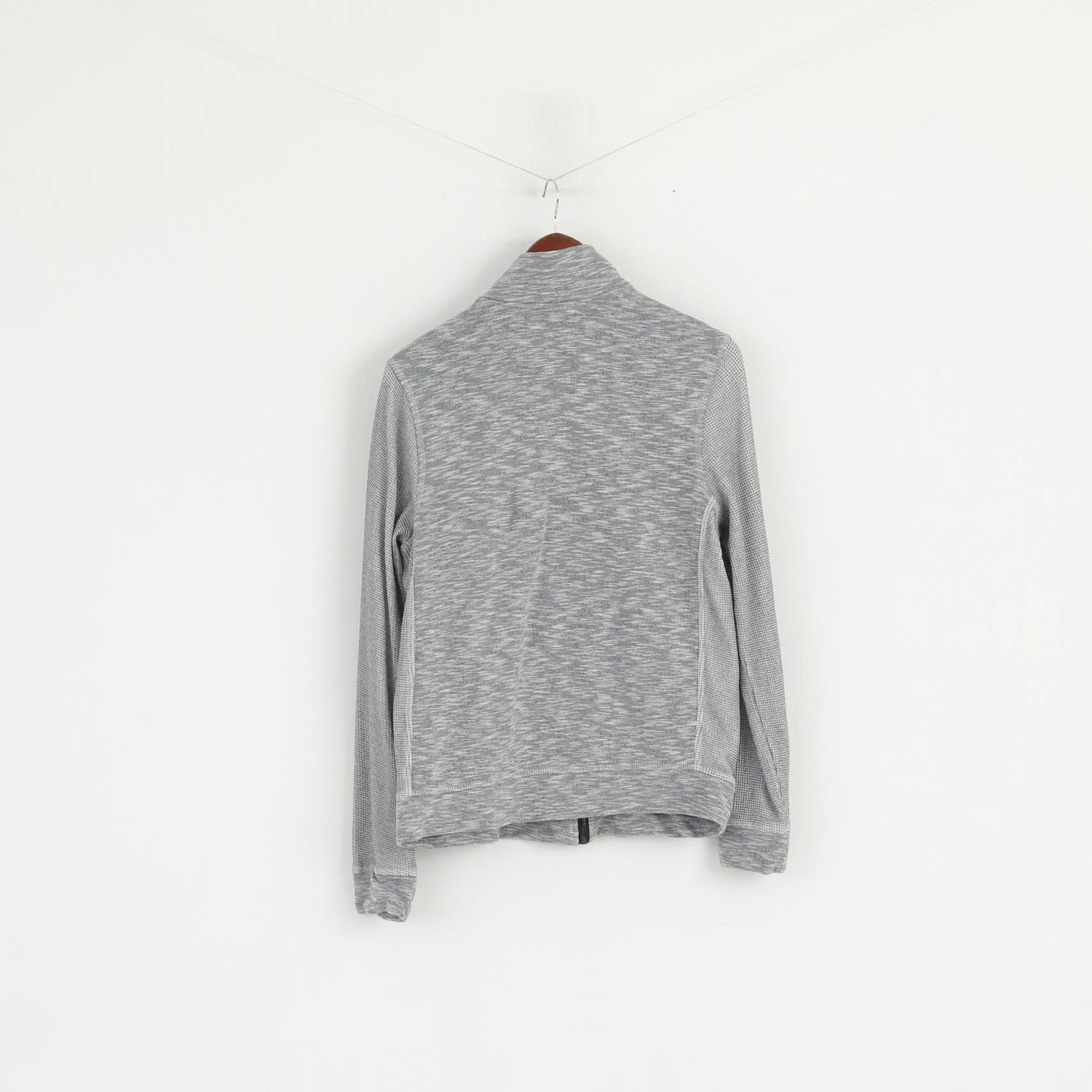 Kenneth Cole Reaction Women M Sweatshirt Grey Cotton Detailed Zip Up Top - Image 6