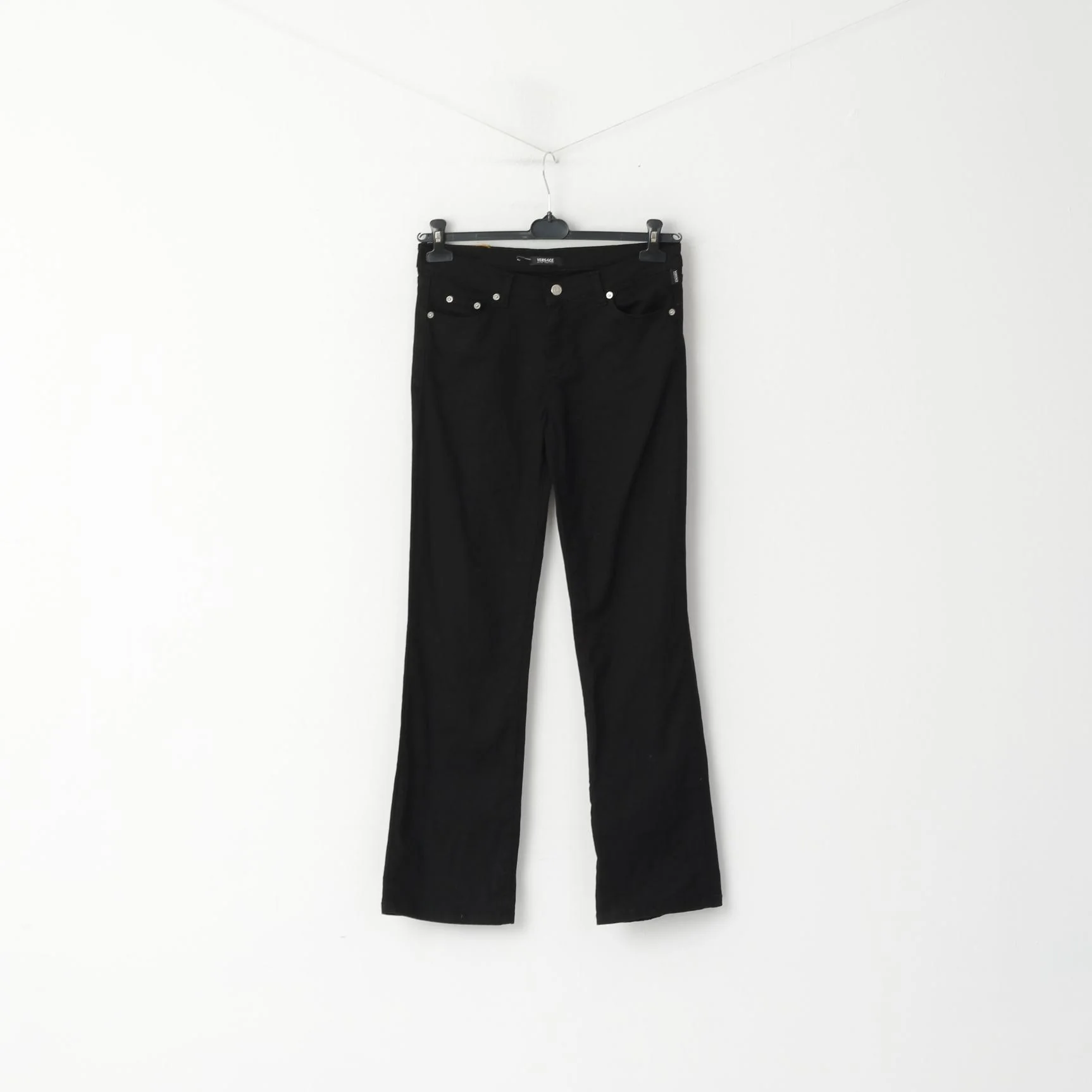 Versace Jeans Couture Women 31 Trousers Black Cotton Straight Stretch Casual Pants