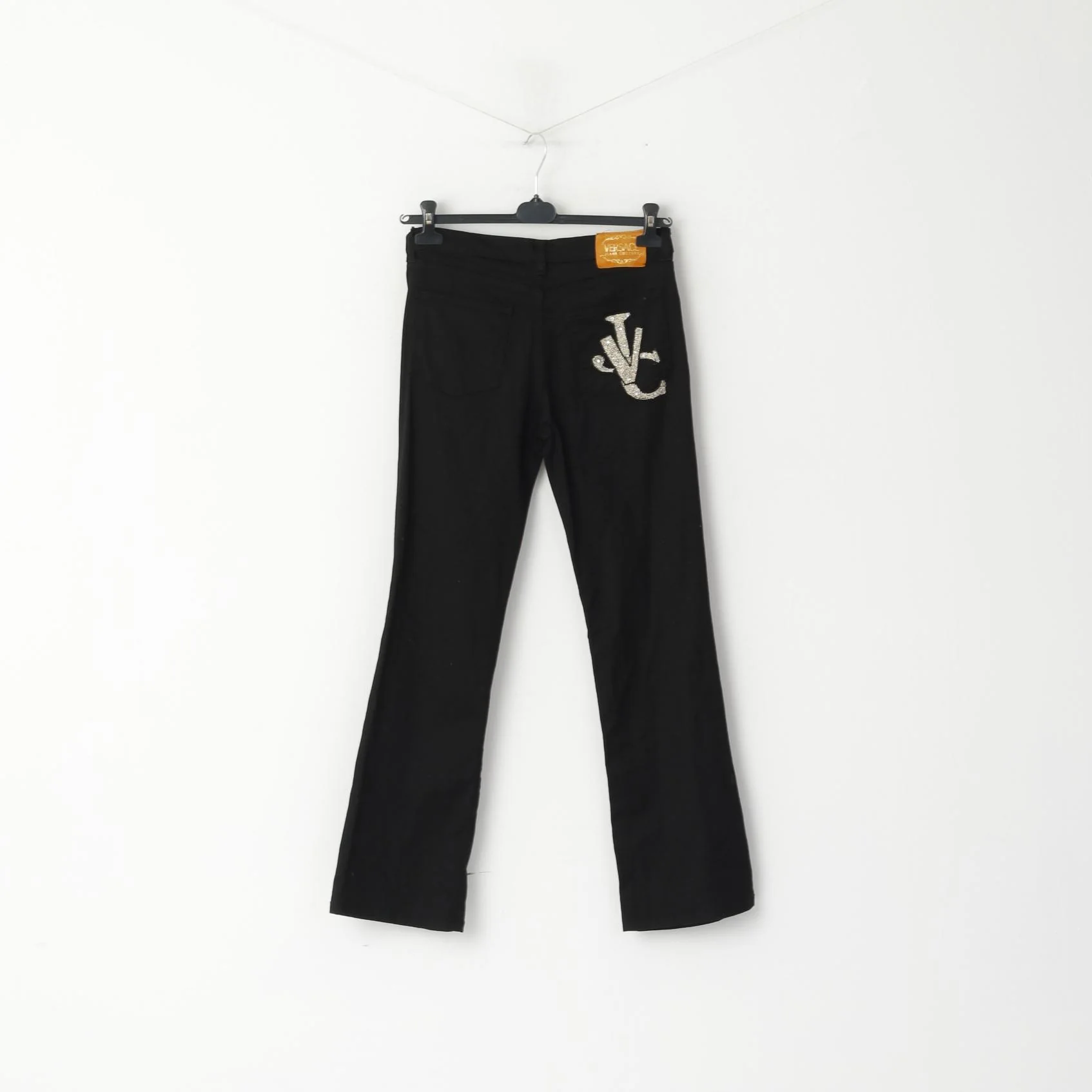 Versace Jeans Couture Women 31 Trousers Black Cotton Straight Stretch Casual Pants - Image 6