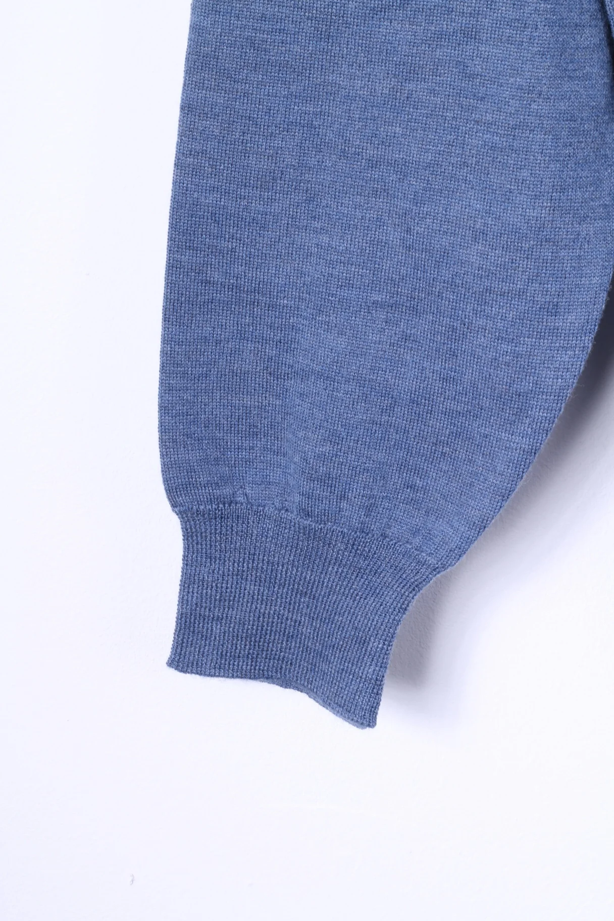 Larryknitwear Mens XL Jumper Blue Crew Neck Plain Classic Sweater Made in Italy - Image 3
