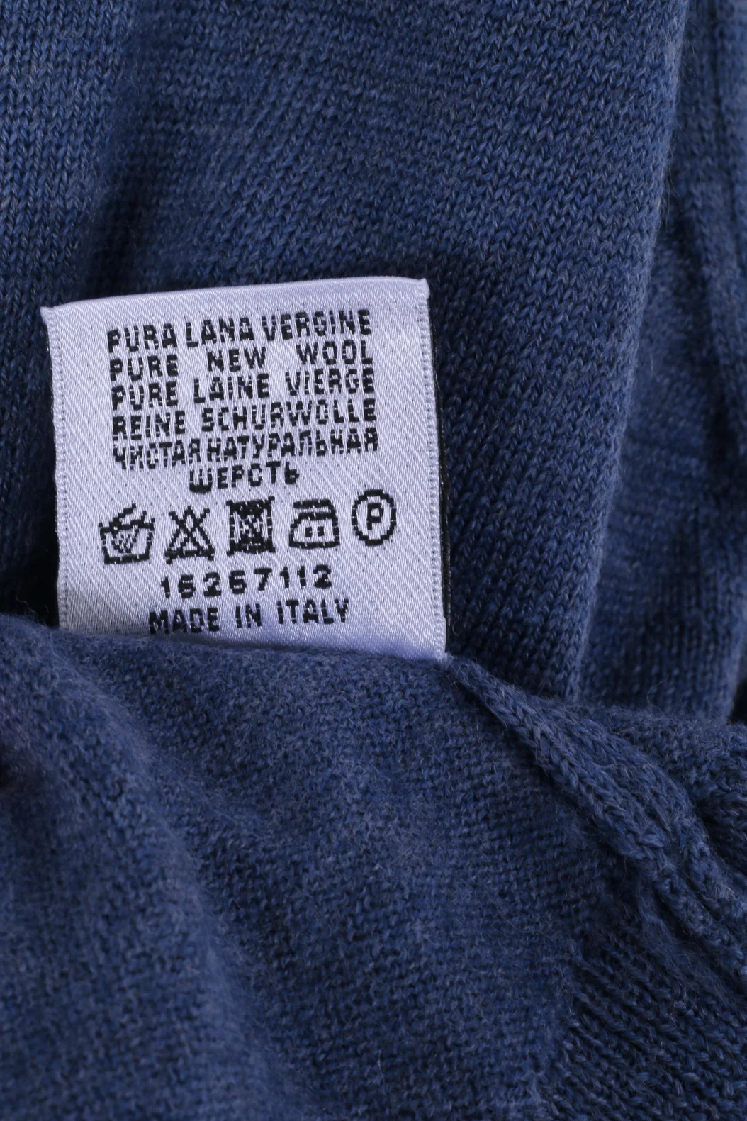 Larryknitwear Mens XL Jumper Blue Crew Neck Plain Classic Sweater Made in Italy - Image 6