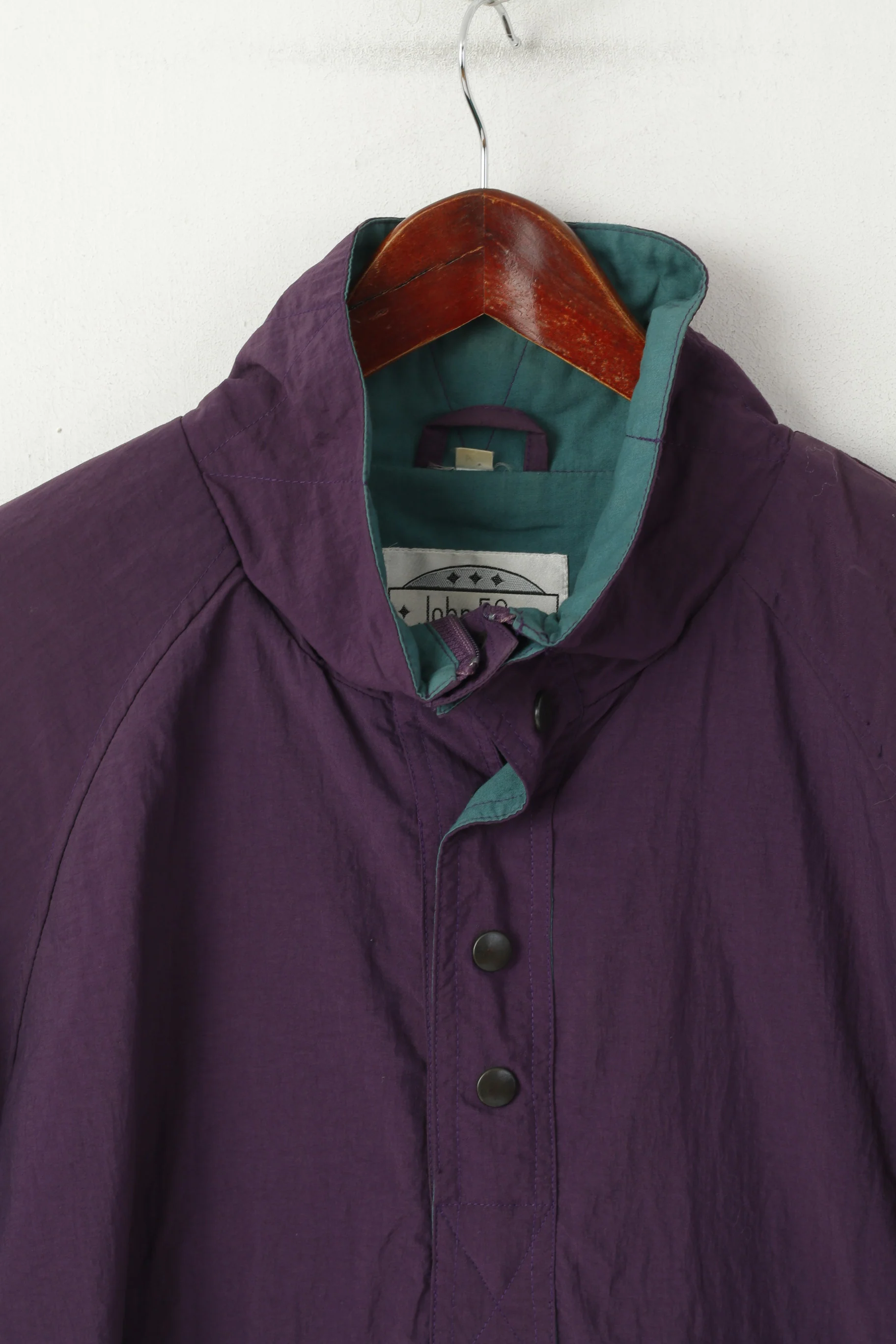 John F.Gee Men 44/46 S Jacket Purple Vintage Kangaroo Pocket Nylon Waterproof Top - Image 2