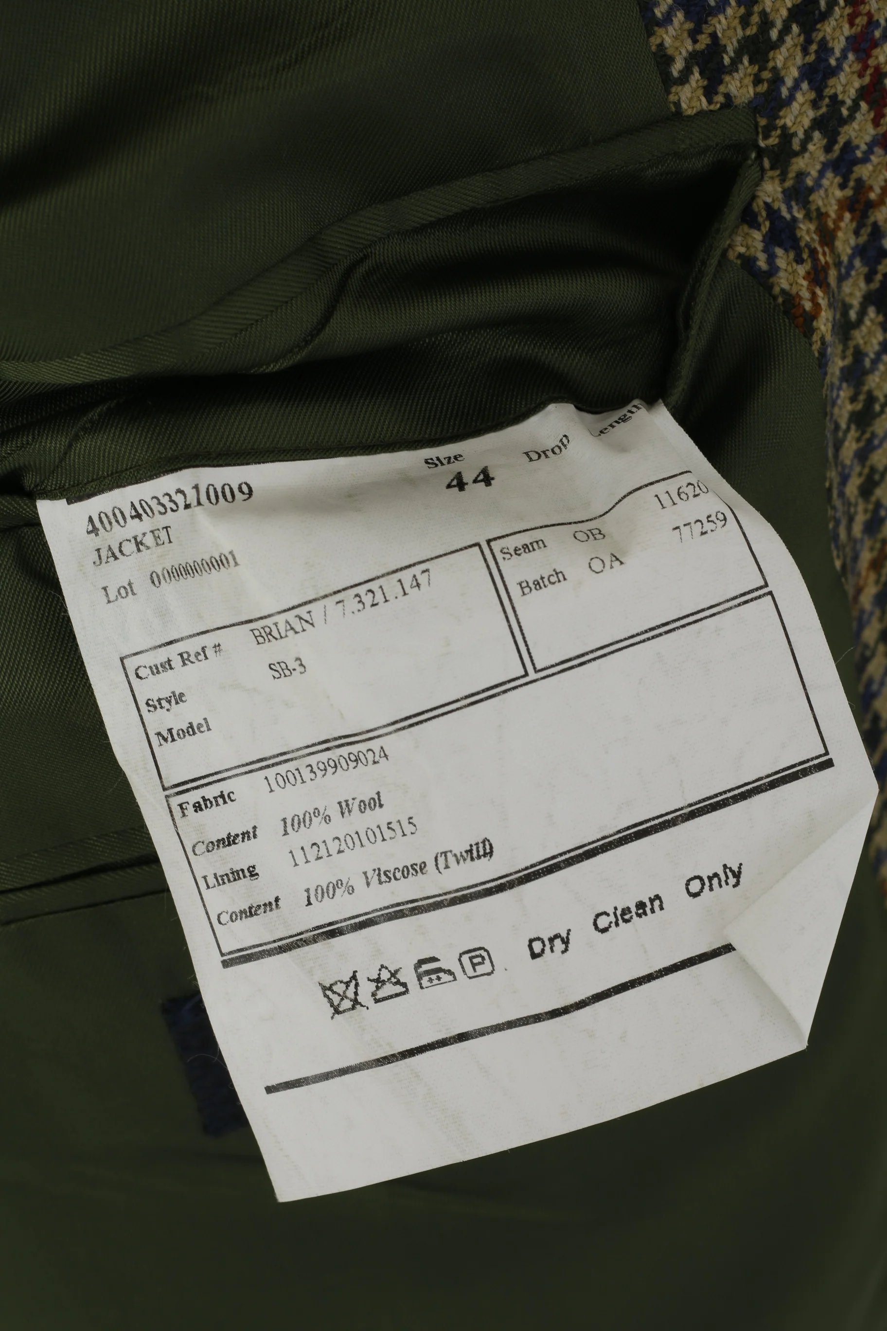 Brian Tucker Men 44 Blazer Green Vintage Wool Houndstooth Patches Single Breasted Jacket - Image 5