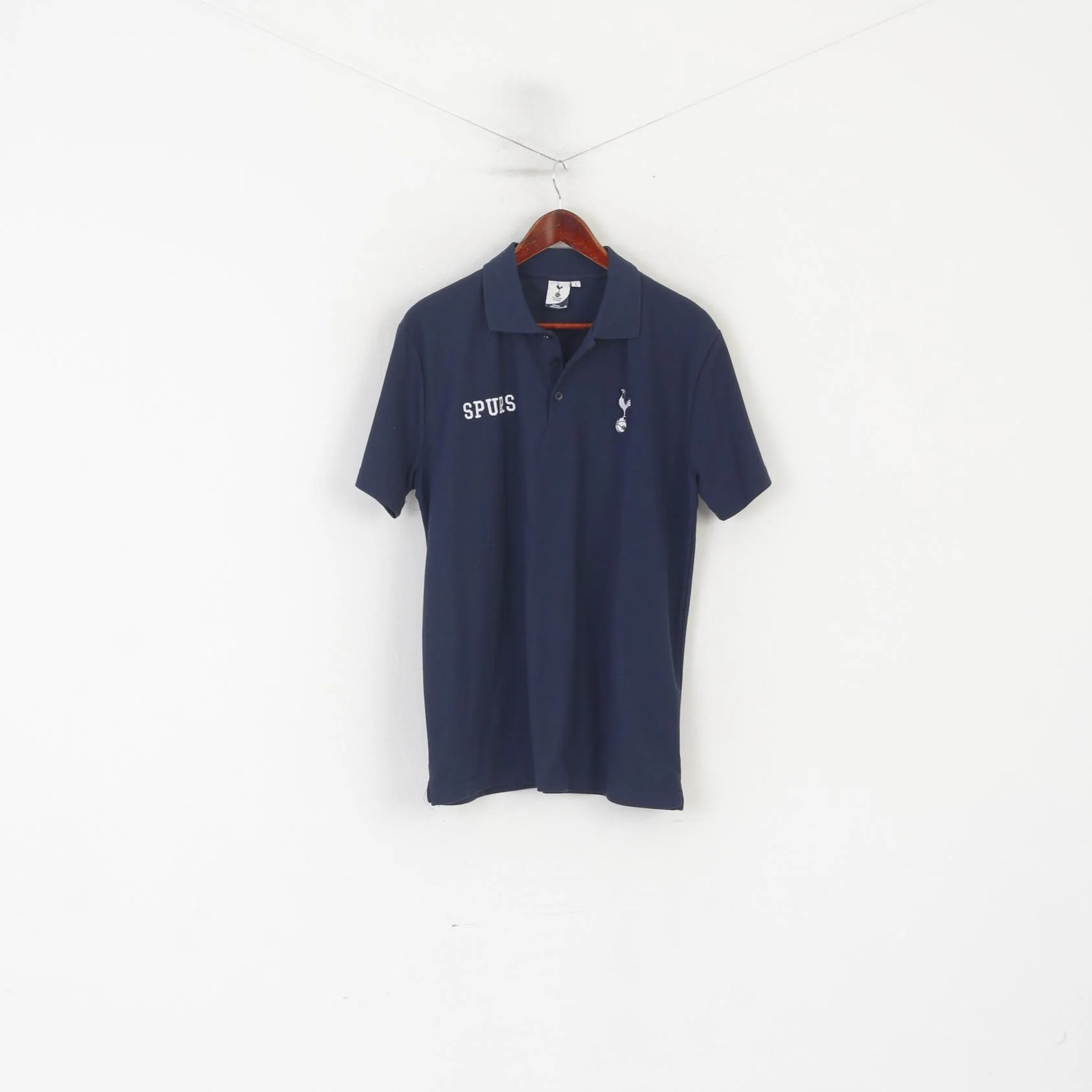 Tottenham Hotspur Men L Polo Shirt Navy Cotton Football Spurs Jersey Top