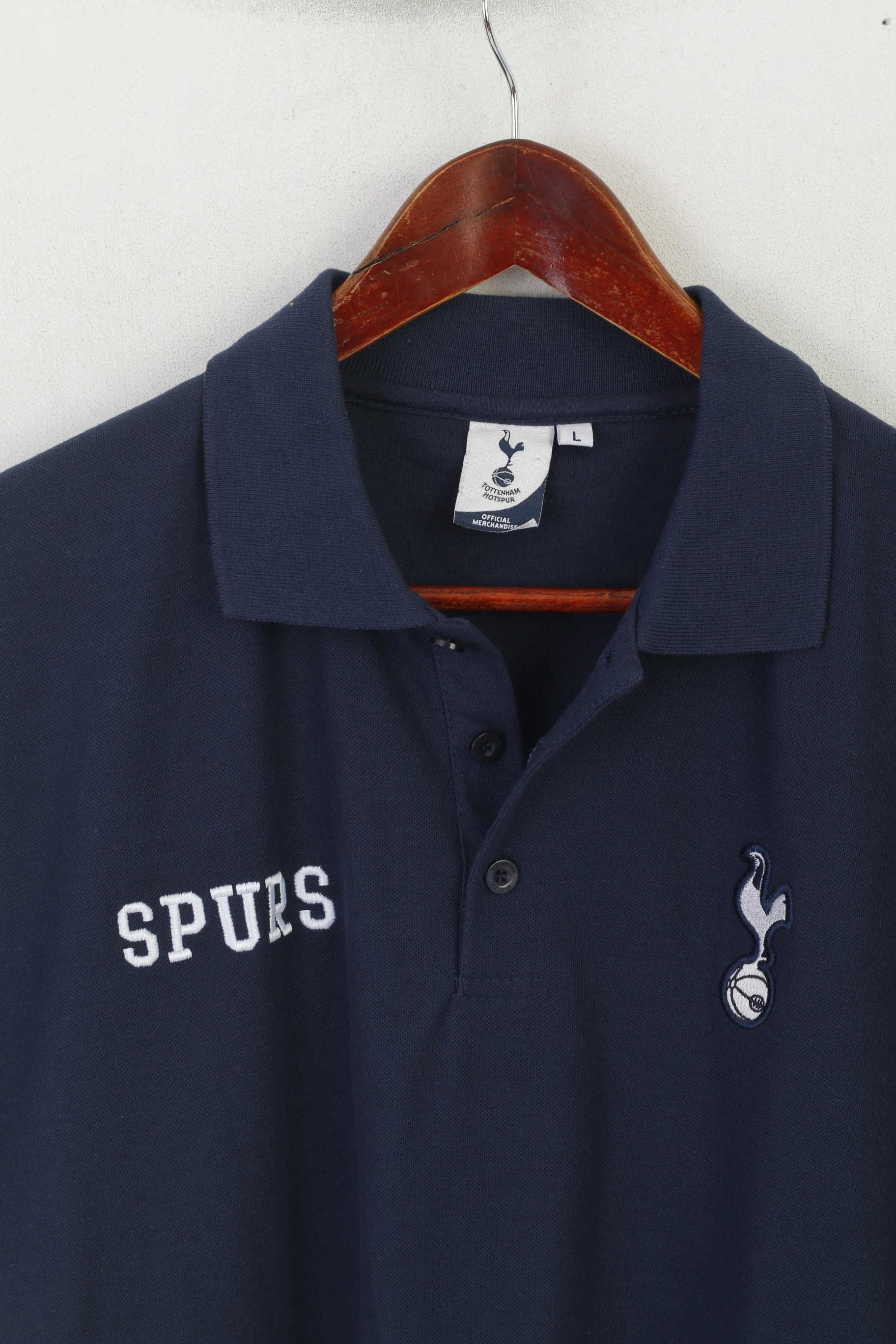 Tottenham Hotspur Men L Polo Shirt Navy Cotton Football Spurs Jersey Top - Image 2