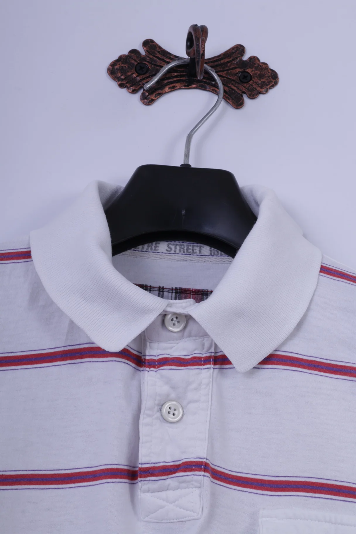 Ben Sherman Mens XL (L) Polo Shirt White Cotton Striped Eyre Street Hill Top - Image 2