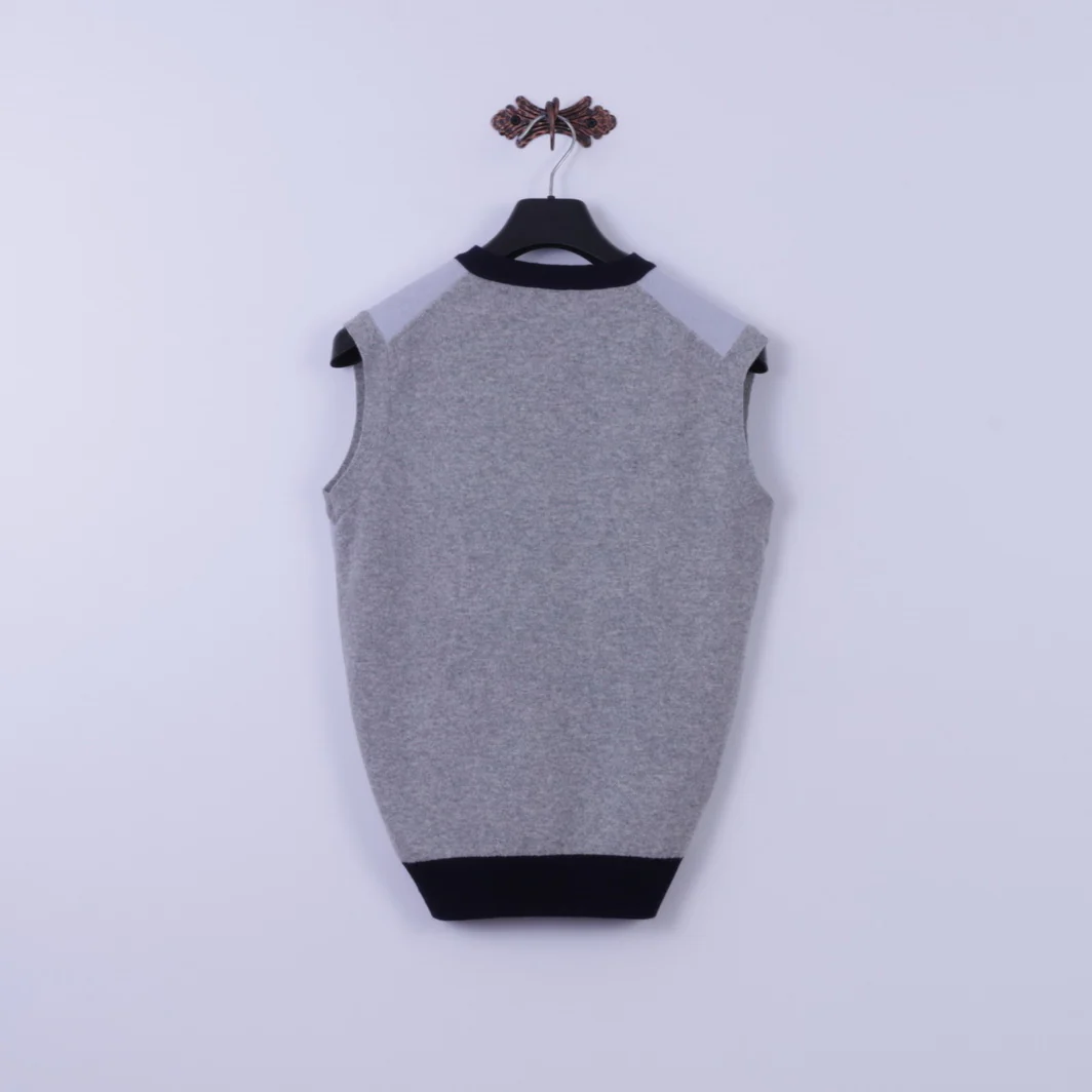 Pringle Golf Men M (S) Vest Blue Grey Wool V Neck Plain Vintage Bodywarmer - Image 7