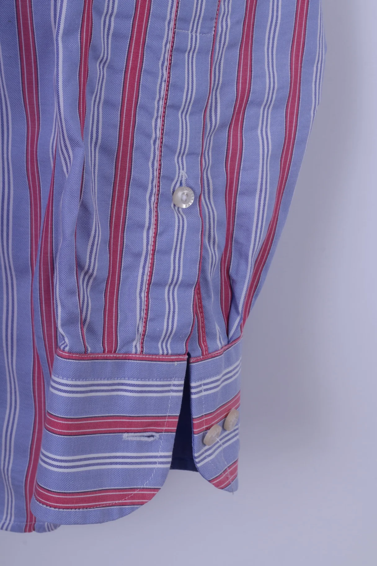 Hackett London Men S Casual Shirt Blue Striped Finest Italian Cotton Long Sleeve - Image 4