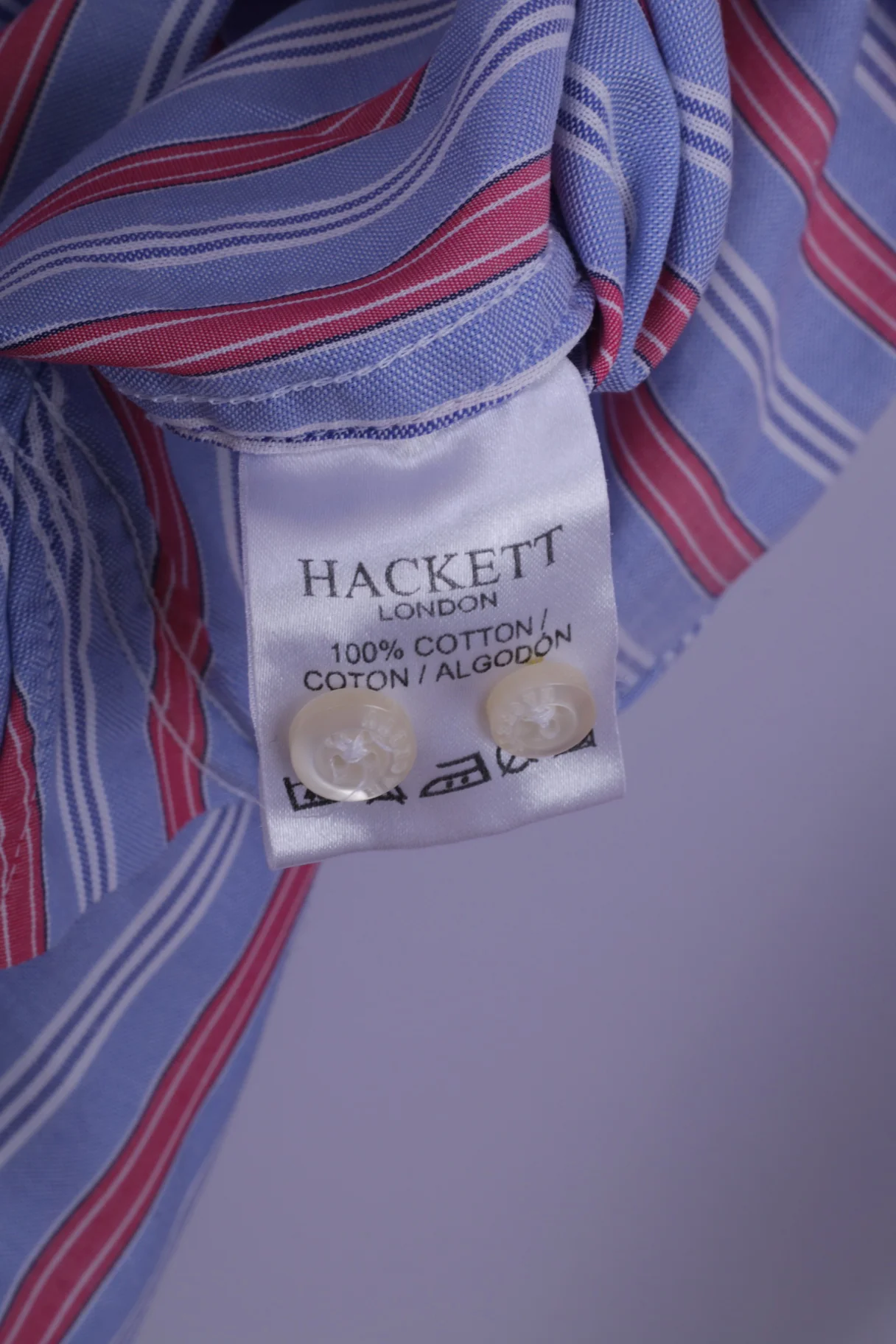 Hackett London Men S Casual Shirt Blue Striped Finest Italian Cotton Long Sleeve - Image 7