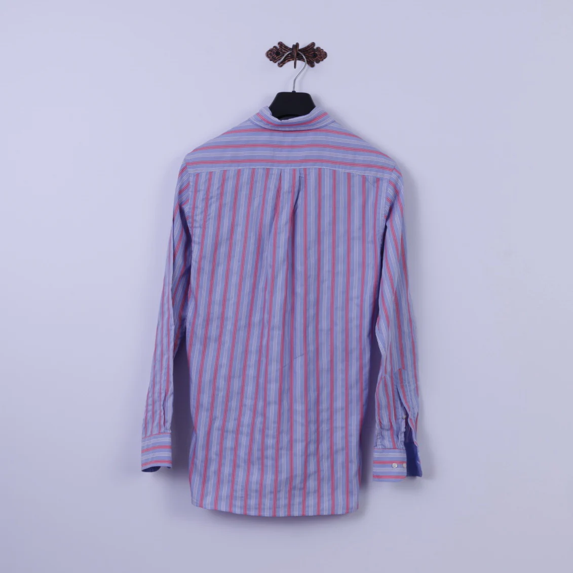 Hackett London Men S Casual Shirt Blue Striped Finest Italian Cotton Long Sleeve - Image 8