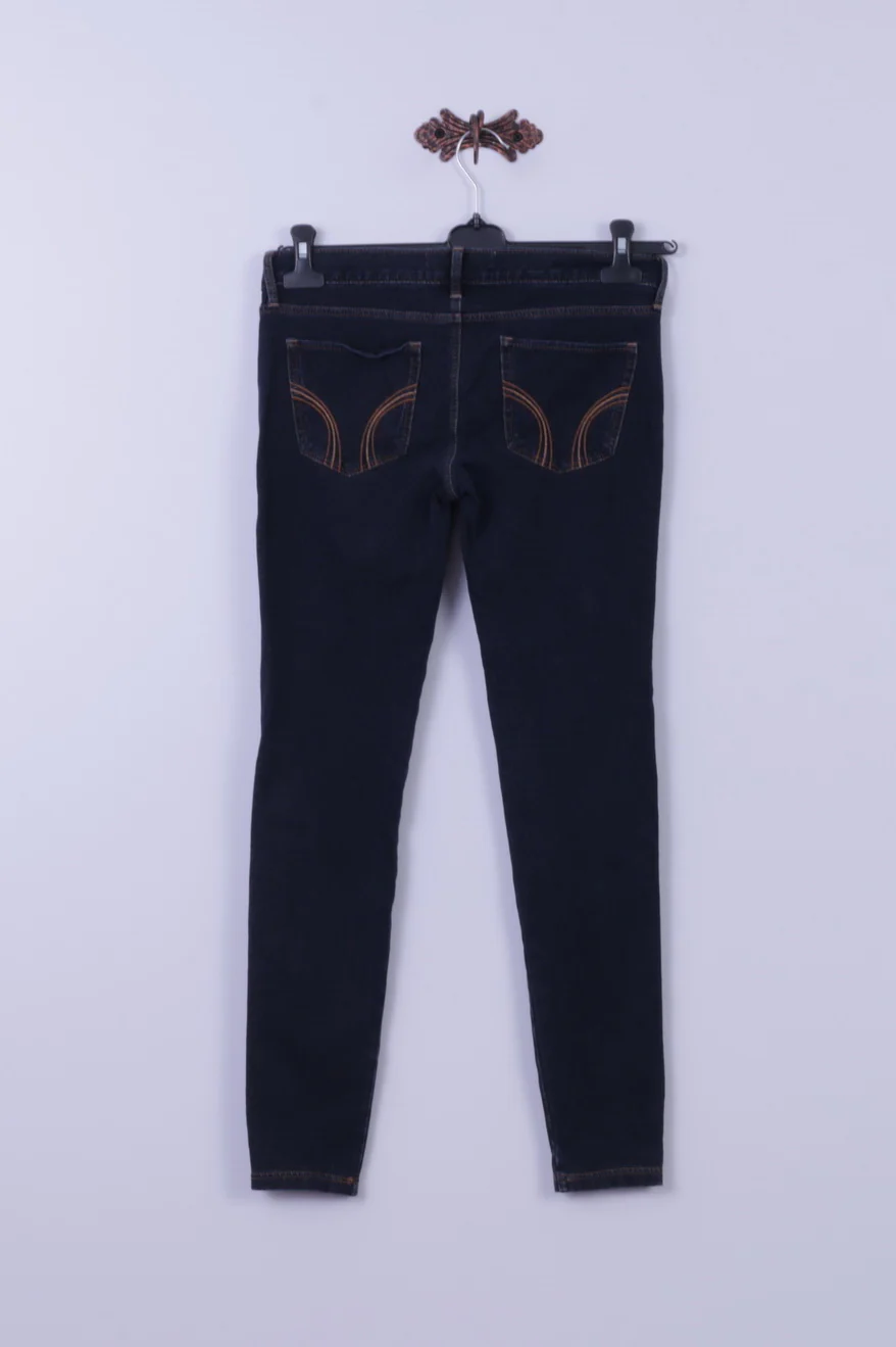 Hollister Womens 7 Trousers Navy Cotton Elastane Skinny Social Stretch Pants - Image 6