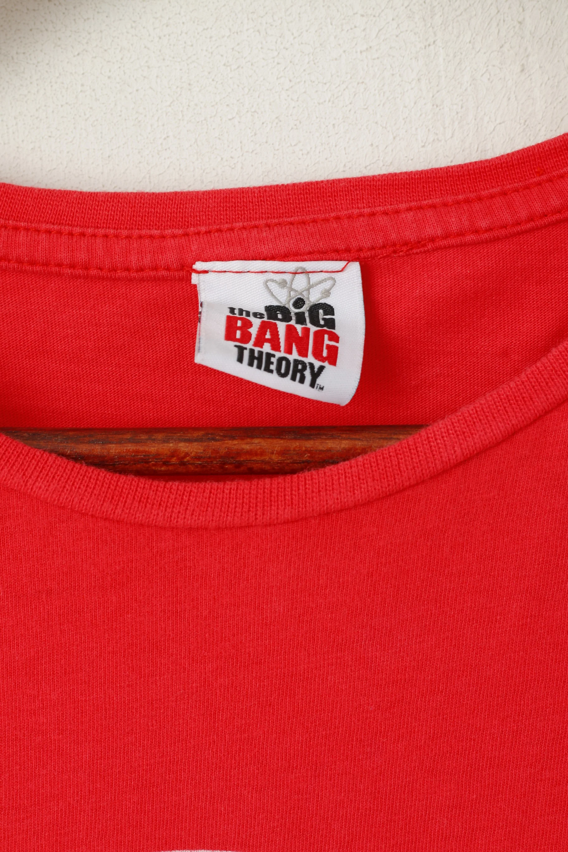 George The Big Bang Theory Men L T- Shirt Red Cotton Graphic Bazinga Crew Neck Top - Image 3