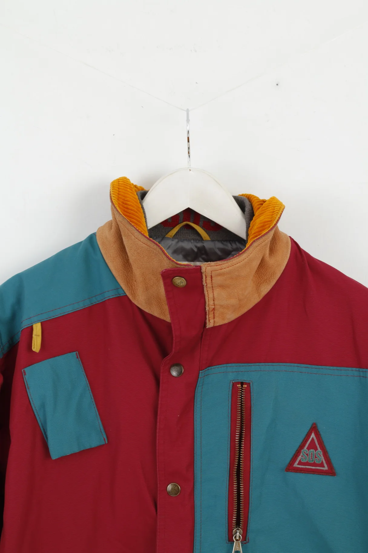 SOS Redline Men S Jacket Bomber Vintage Cotton Blend Burgundy Zip Up Retro Top - Image 2
