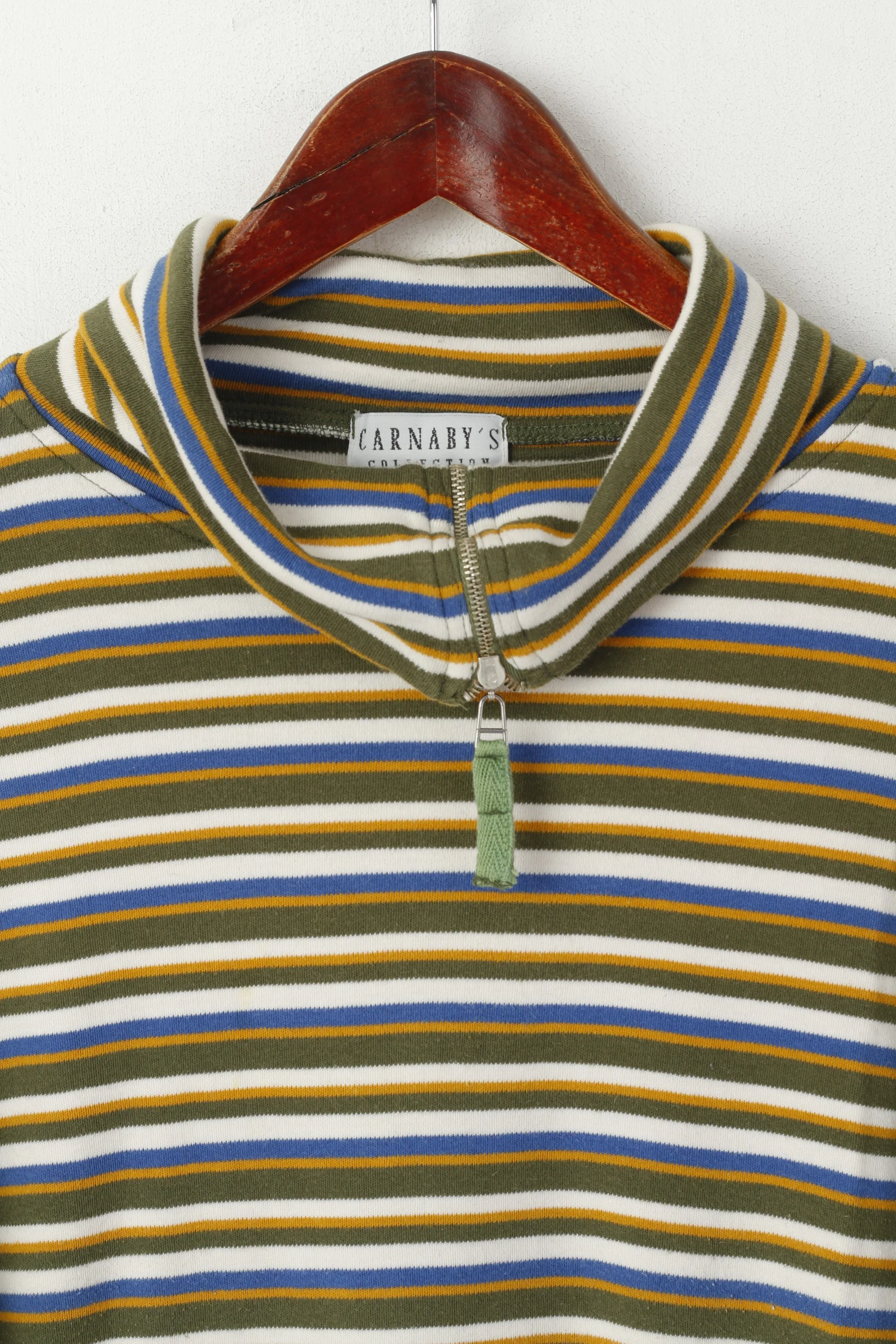 Carnaby's Collection Men XL Shirt Multi Striped Cotton Turtle Neck Stretch Long Sleeve Top - Image 2