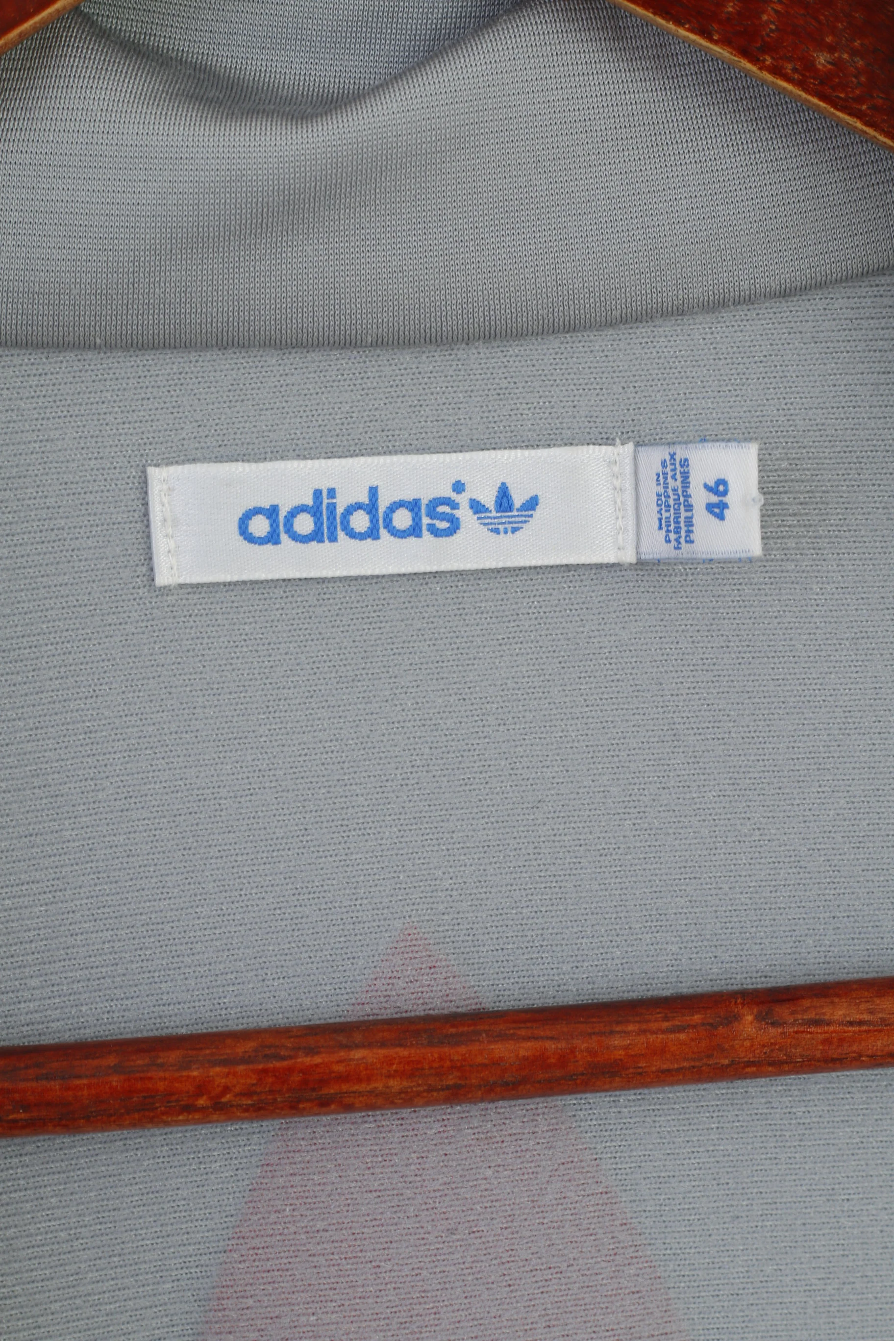 Adidas Women 46 L Sweatshirt Grey Pink Vintage Shiny Full Zip Activewear Track Top - Image 4