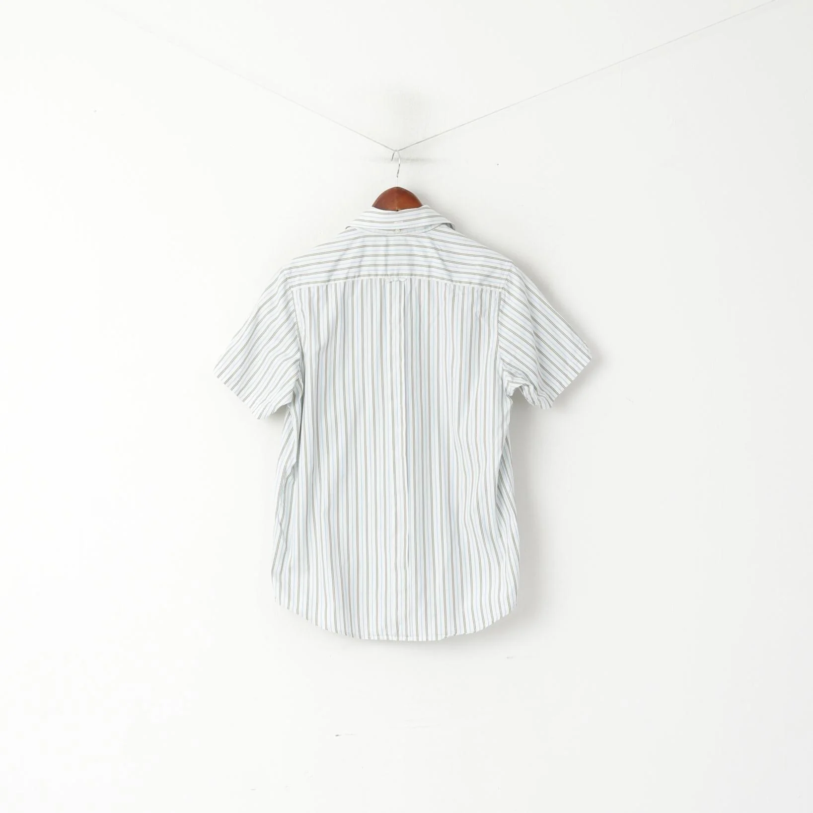 Ben Sherman Men M Casual Shirt White Striped Cotton Detailed Buttons Top - Image 5