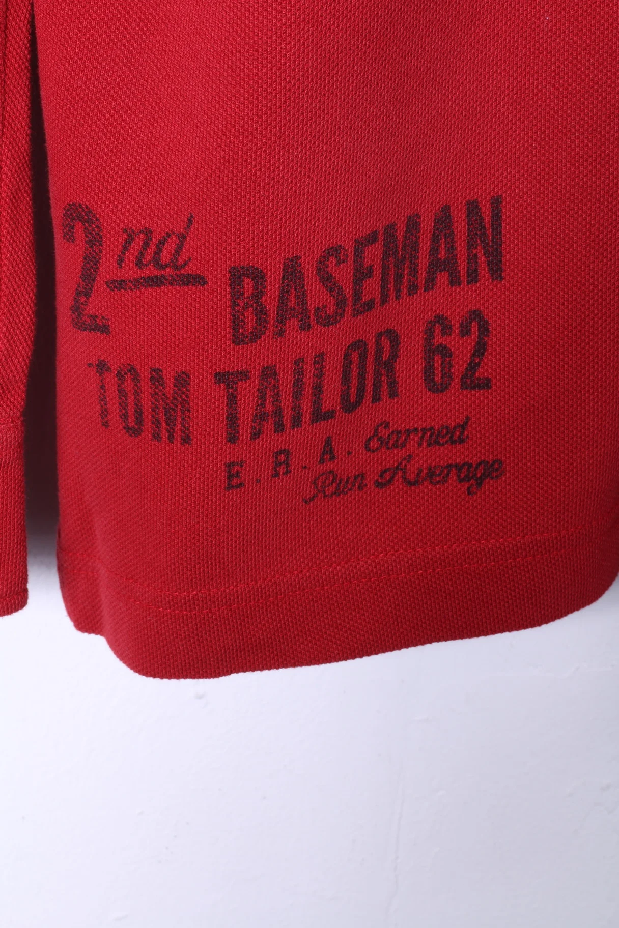 Tom Tailor Mens XXL Polo Shirt Red Cotton Long Sleeve Fitted Emroidered Top - Image 4