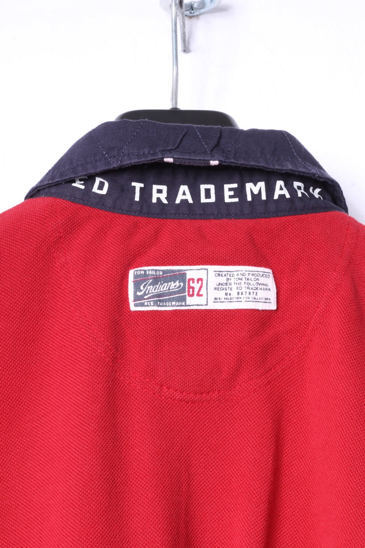 Tom Tailor Mens XXL Polo Shirt Red Cotton Long Sleeve Fitted Emroidered Top - Image 9