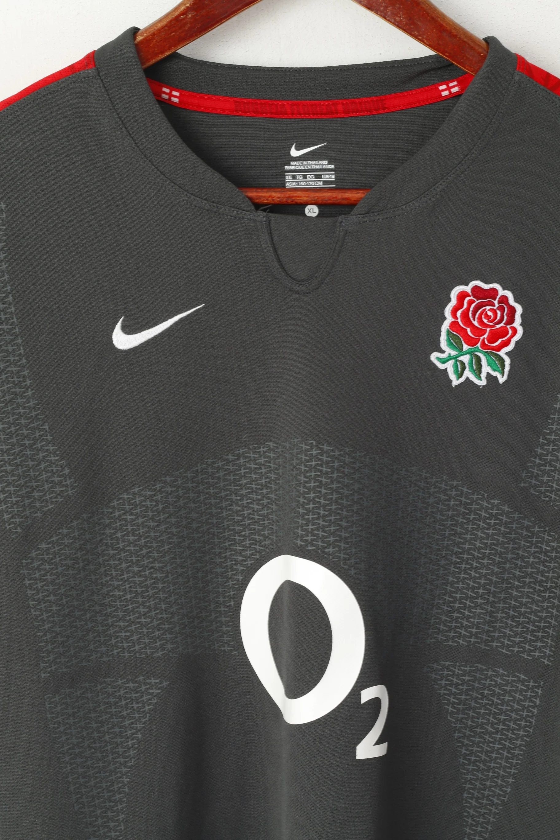 Nike Boys 13-15 Age 158 Shirt Grey Rugby England O2 Jersey Top - Image 2