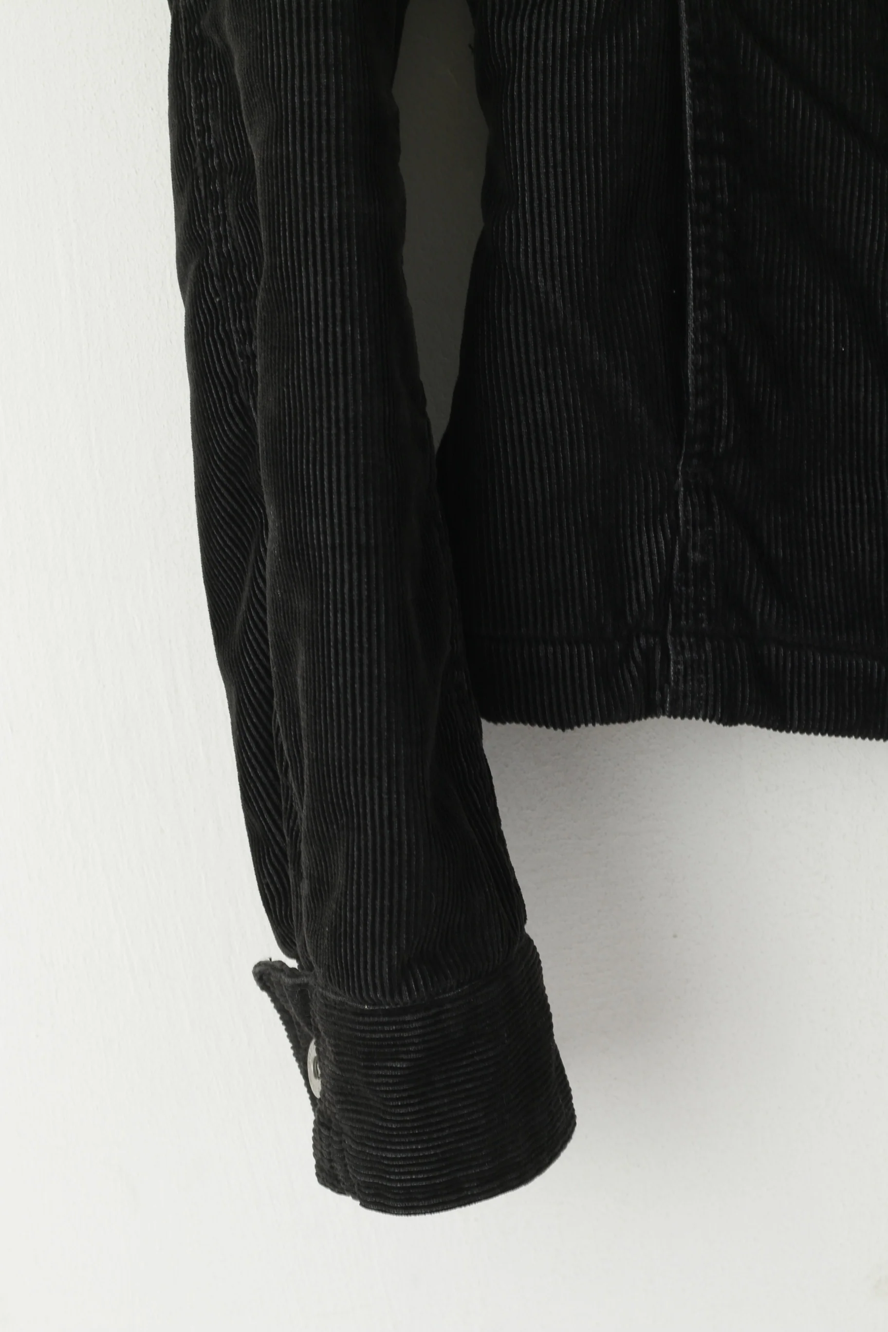 Diesel Women M Conduroy Jacket Black Shiny Double Breasted Cotton Top - Image 3