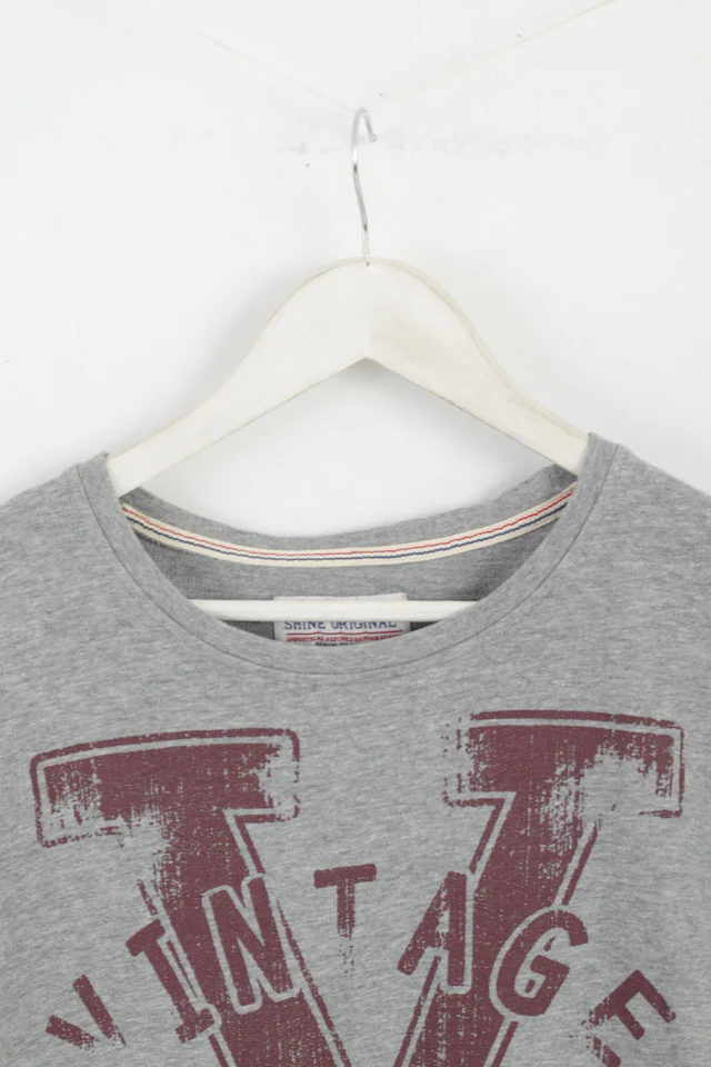Shine Original Mens M Sweatshirt Grey Cotton Graphic Vintage Classic Top - Image 2