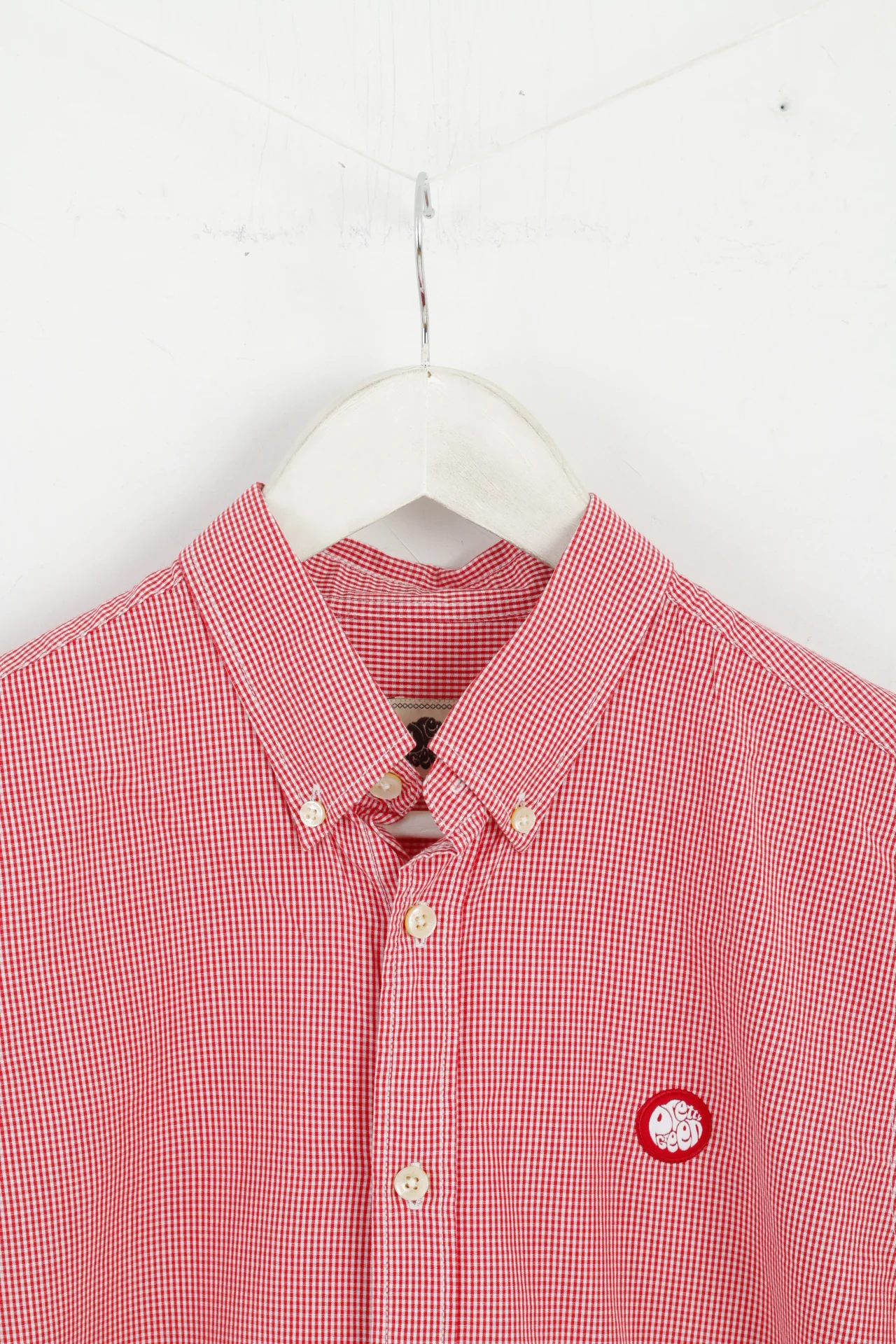 Pretty Green Men S Casual Shirt Red Check Cotton Detailed Buttons Long Sleeve Top - Image 2