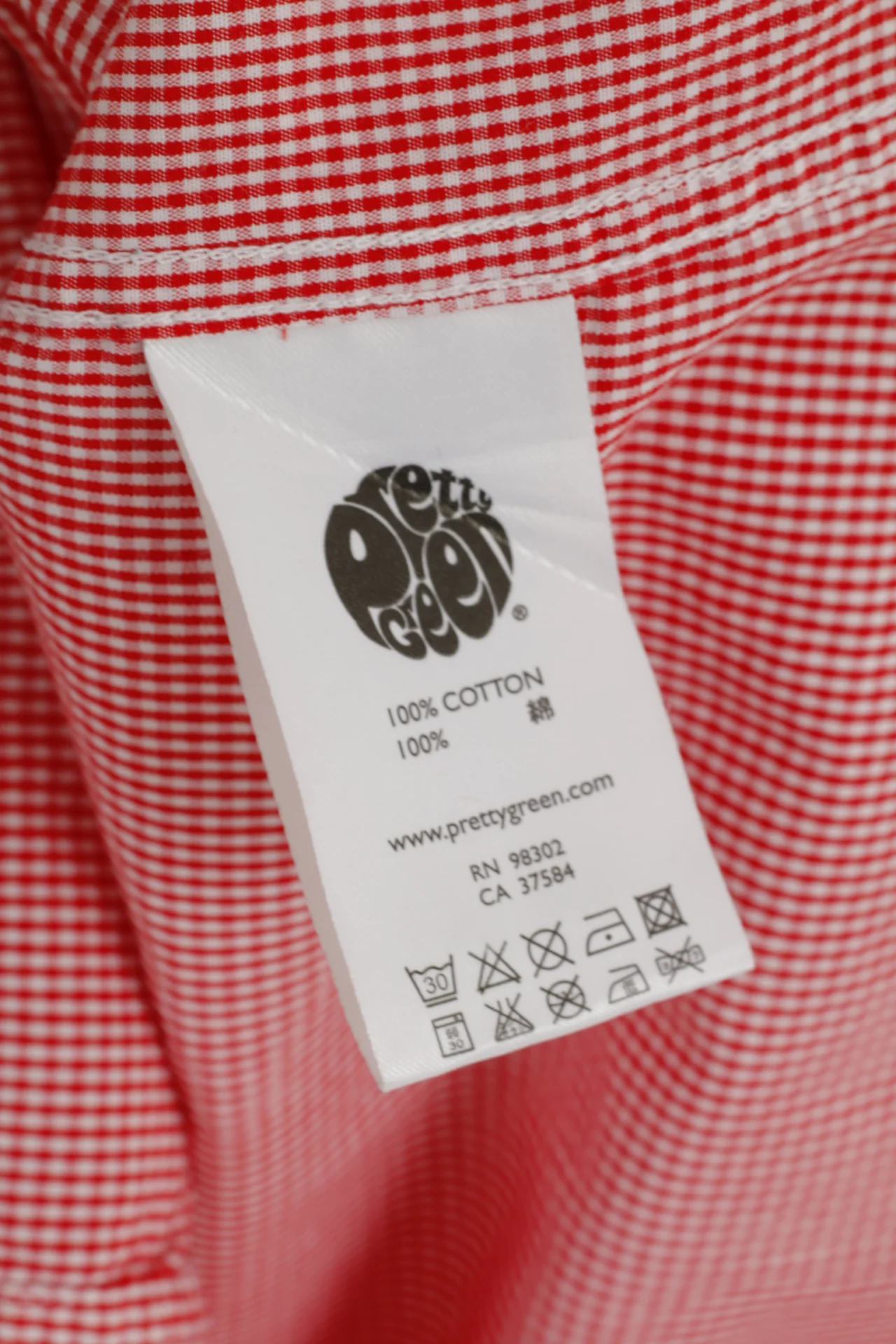 Pretty Green Men S Casual Shirt Red Check Cotton Detailed Buttons Long Sleeve Top - Image 6