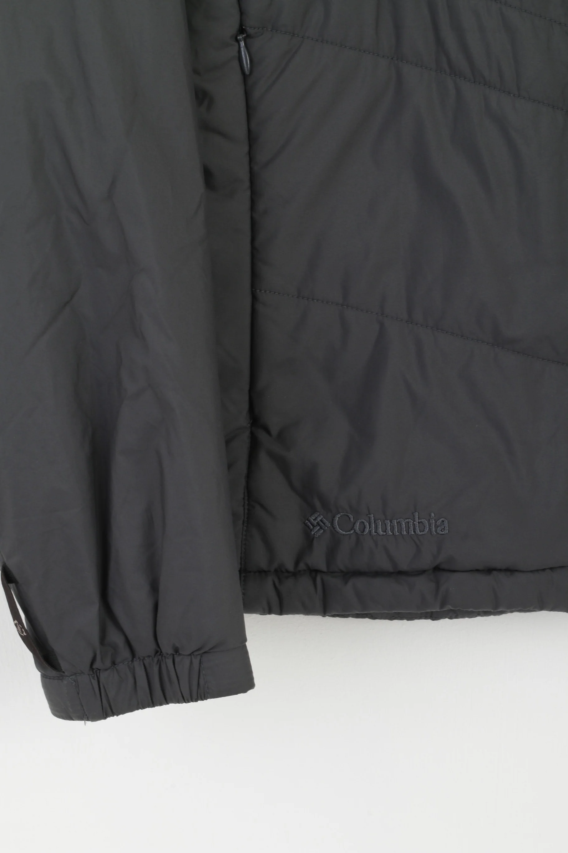 Columbia Women M Jacket Grey Embroided Quilted Sportswear Zip Up Top - Image 4