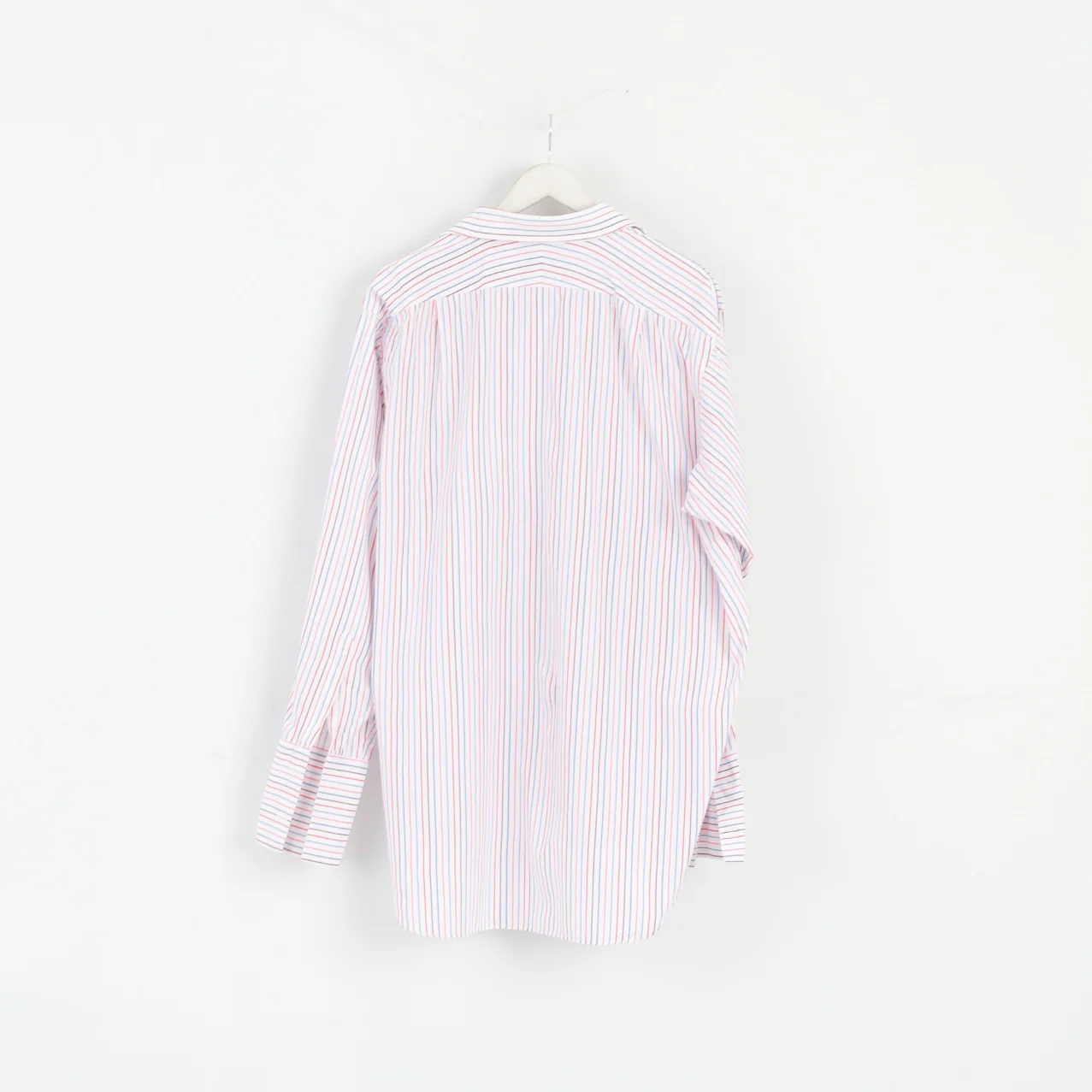 T.M. Lewin Men 17.5 36 XXL Casual Shirt White Striped Cotton Cuff Long Sleeve Top - Image 6