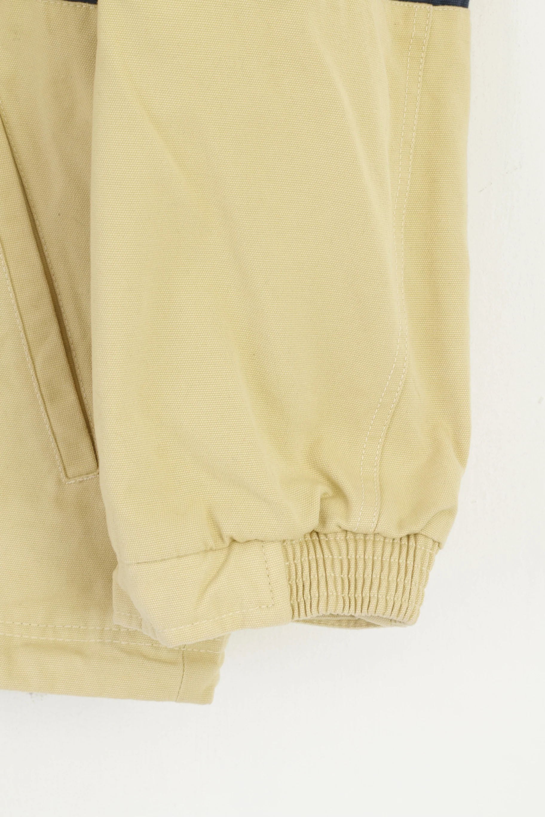 Speedo Men L Jacket Cream Cotton Denim Vintage Bomber Full Zipper Retro Top - Image 3