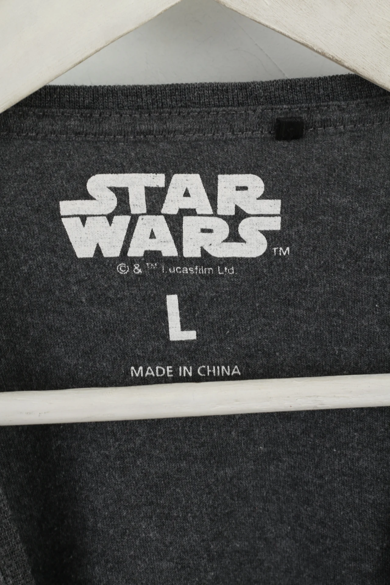 Star Wars Men L T-Shirt Grey Cotton Crew Neck Graphic Millennium Falcon Top - Image 3
