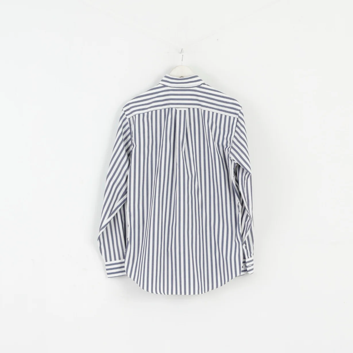 Nautica Men M Casual Shirt White Blue Striped Cotton Classic Fit Long Sleeve Top - Image 7