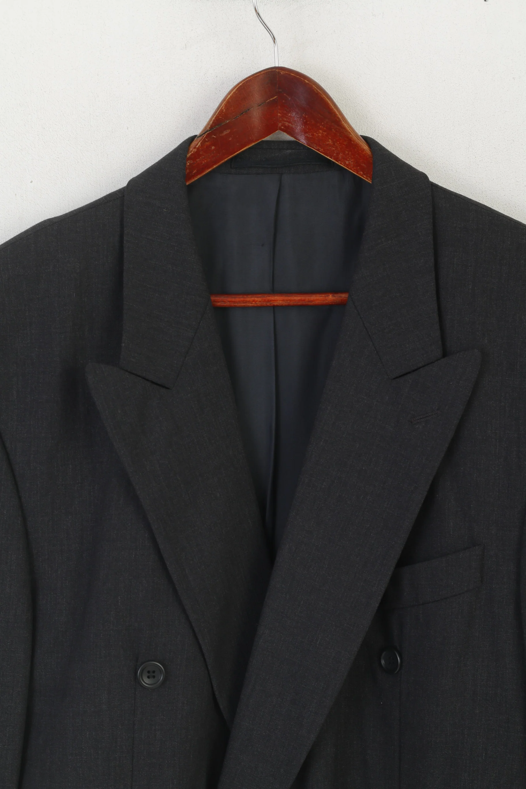 Bonazzi Men 44 Blazer Charcoal Wool High Twist by Becker Vintage Double Breasted Jacket - Image 2