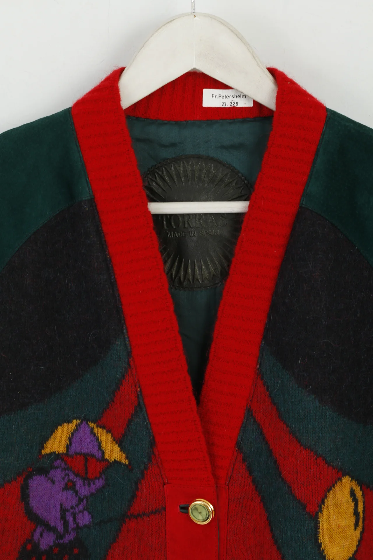 Torras Women 46 XL Jacket Vintage Green Wool Gold Buttons Spain Top - Image 2