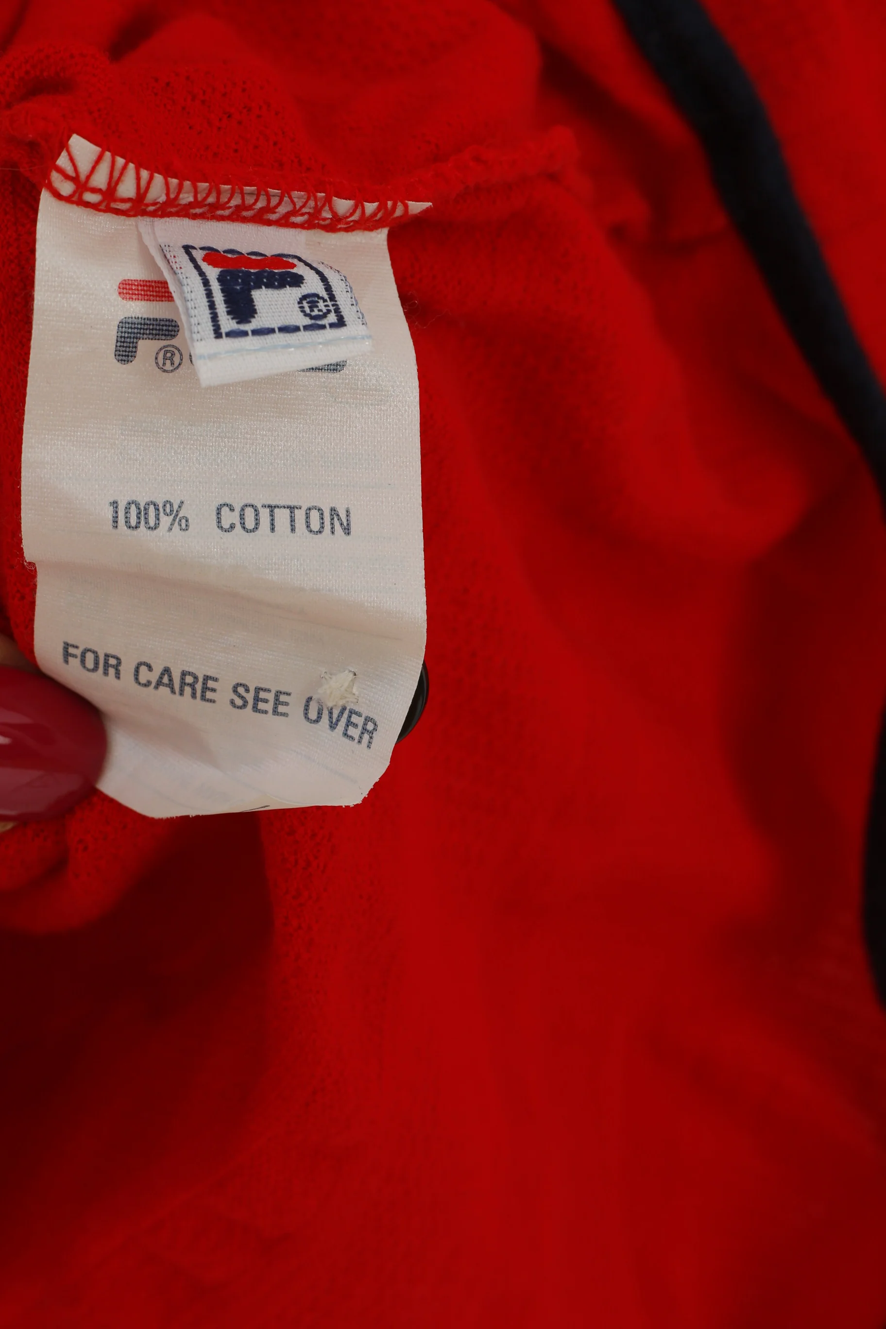 Fila Women 40 S Polo Shirt Red Cotton Cropped Stretch Fit Long Sleeve Top - Image 5
