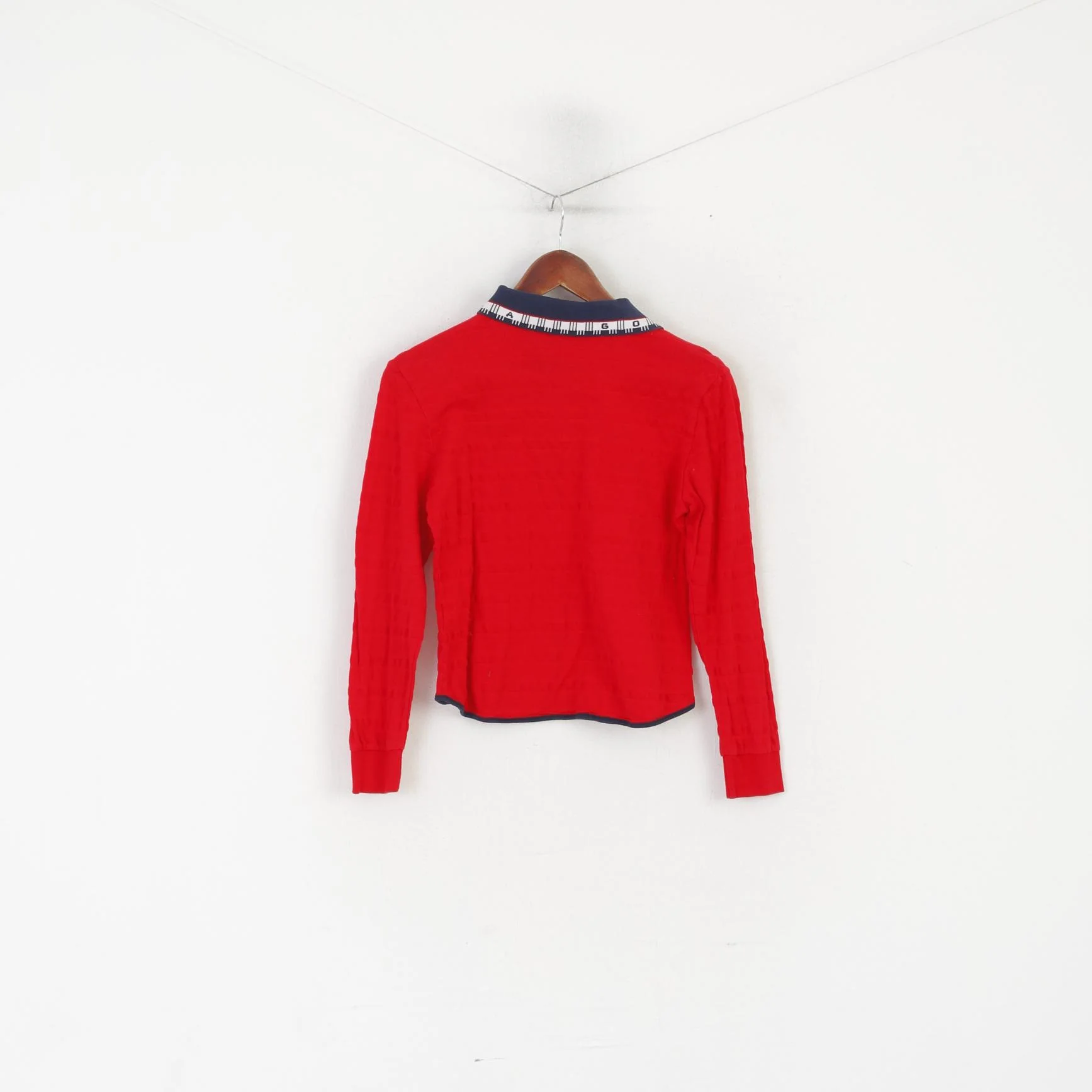 Fila Women 40 S Polo Shirt Red Cotton Cropped Stretch Fit Long Sleeve Top - Image 6