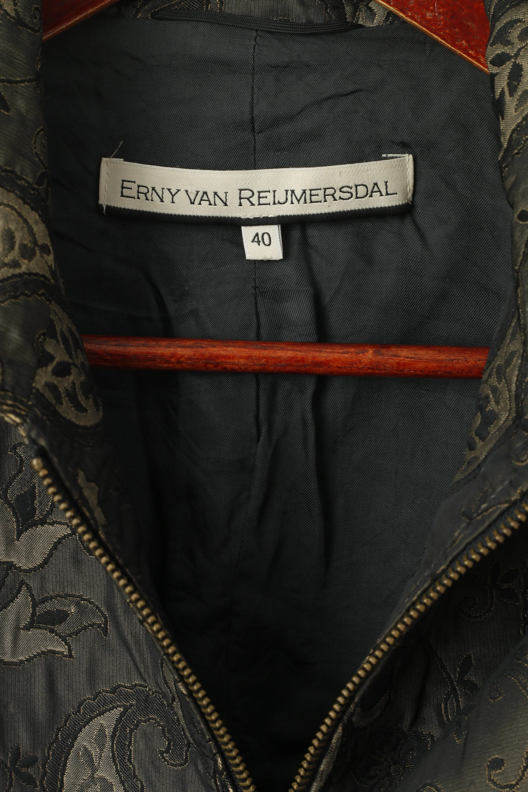 Erny Van Reijmersdal Women 40 S Jacket Green Shiny Floral Two Zippered Cropped Top - Image 4