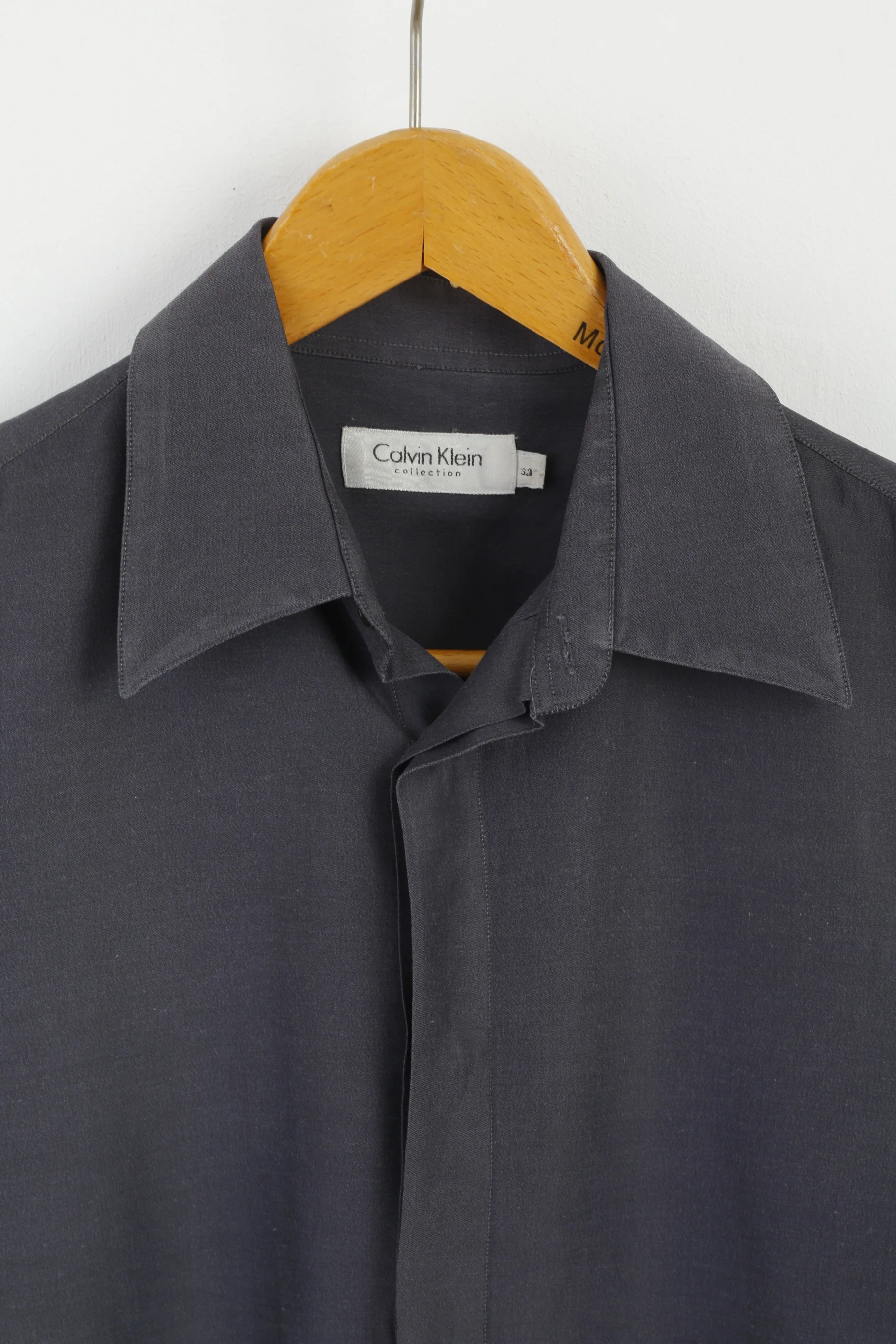 Calvin Klein Mens 33 M Casual Shirt Dark Grey Cotton Soft Long Sleeve Top - Image 2