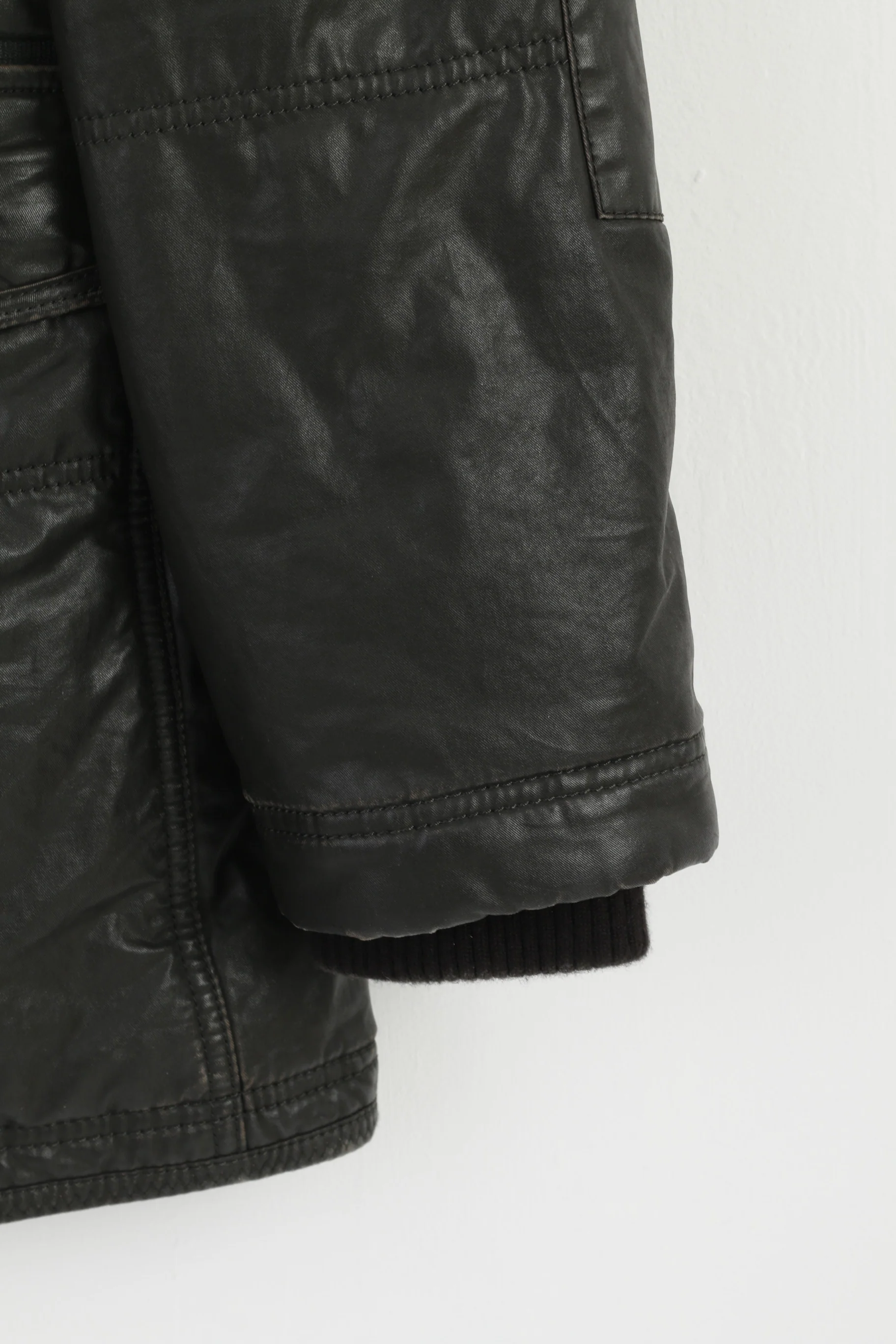 Milestone Men 52 L Jacket Black Cotton Wax Parka Winter Full Zipper Top - Image 3