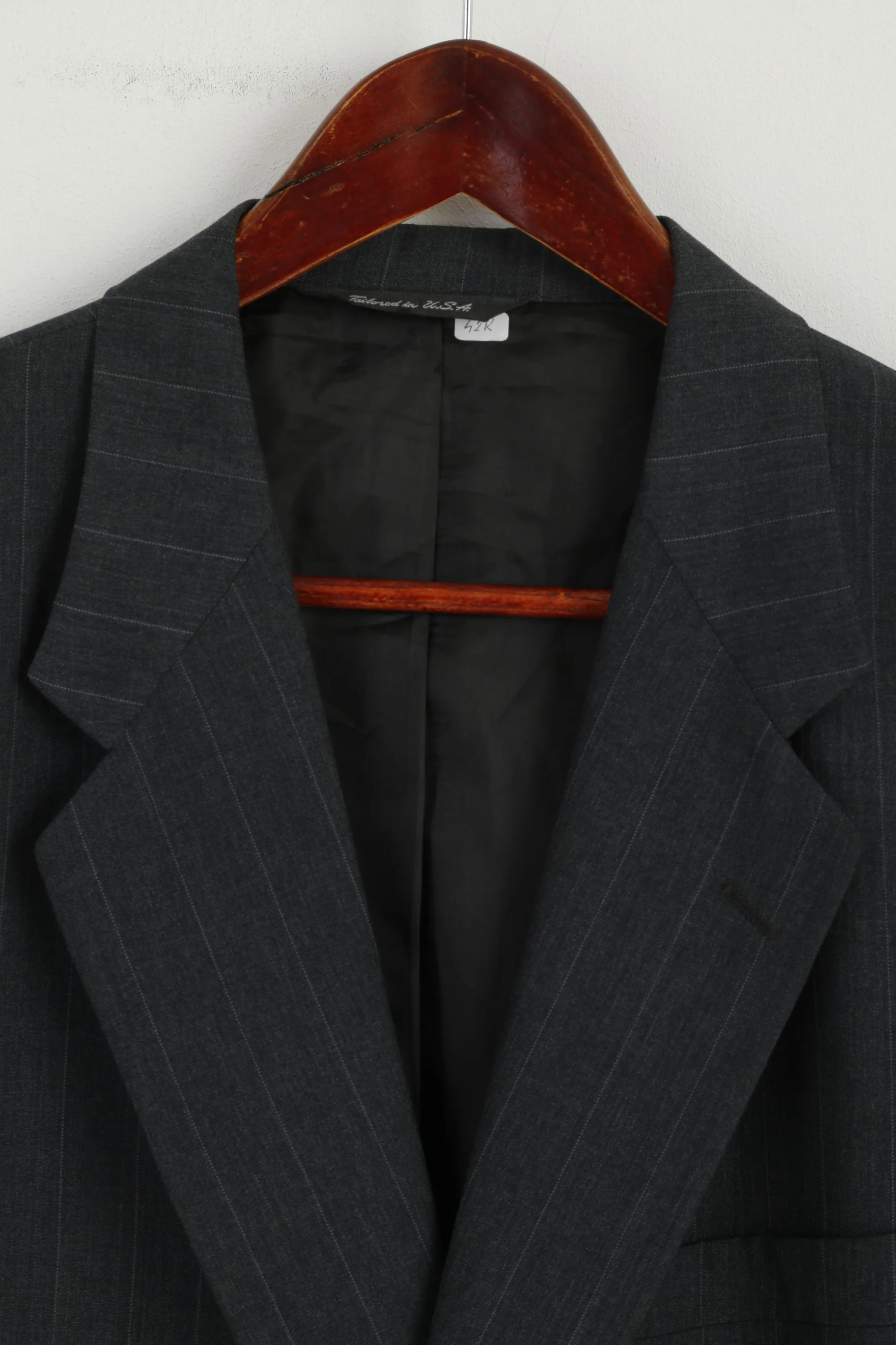 Simpson Piccadilly Mens 42 Blazer Dark Grey U.S.A Single Breasted Jacket - Image 2