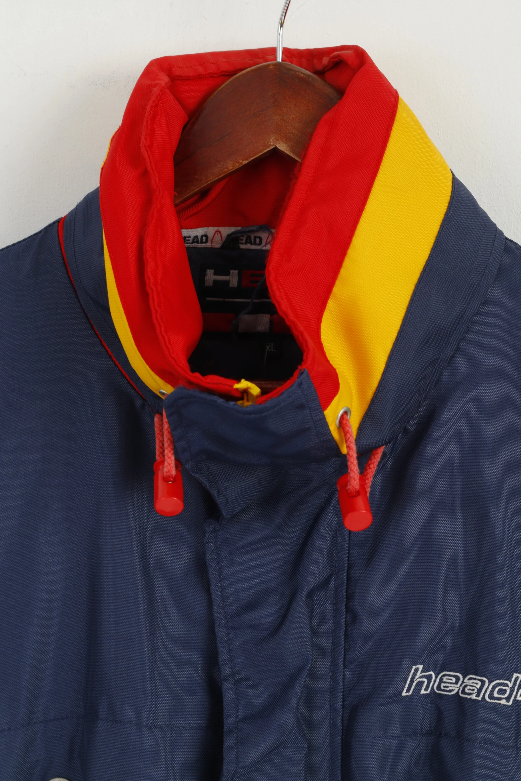 Head Men XL Jacket Navy Nylon Sport Hidden Hood Waterproof Vintage Top - Image 2