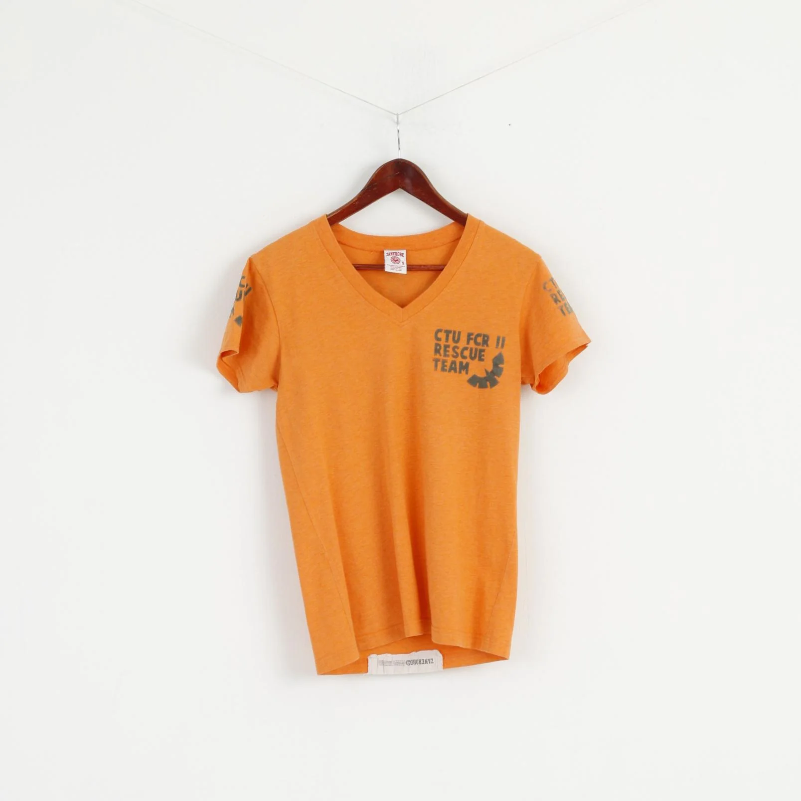 Zanerobe Women S T-Shirt Orange Cotton CTU FCR Rescue Team V Neck Top