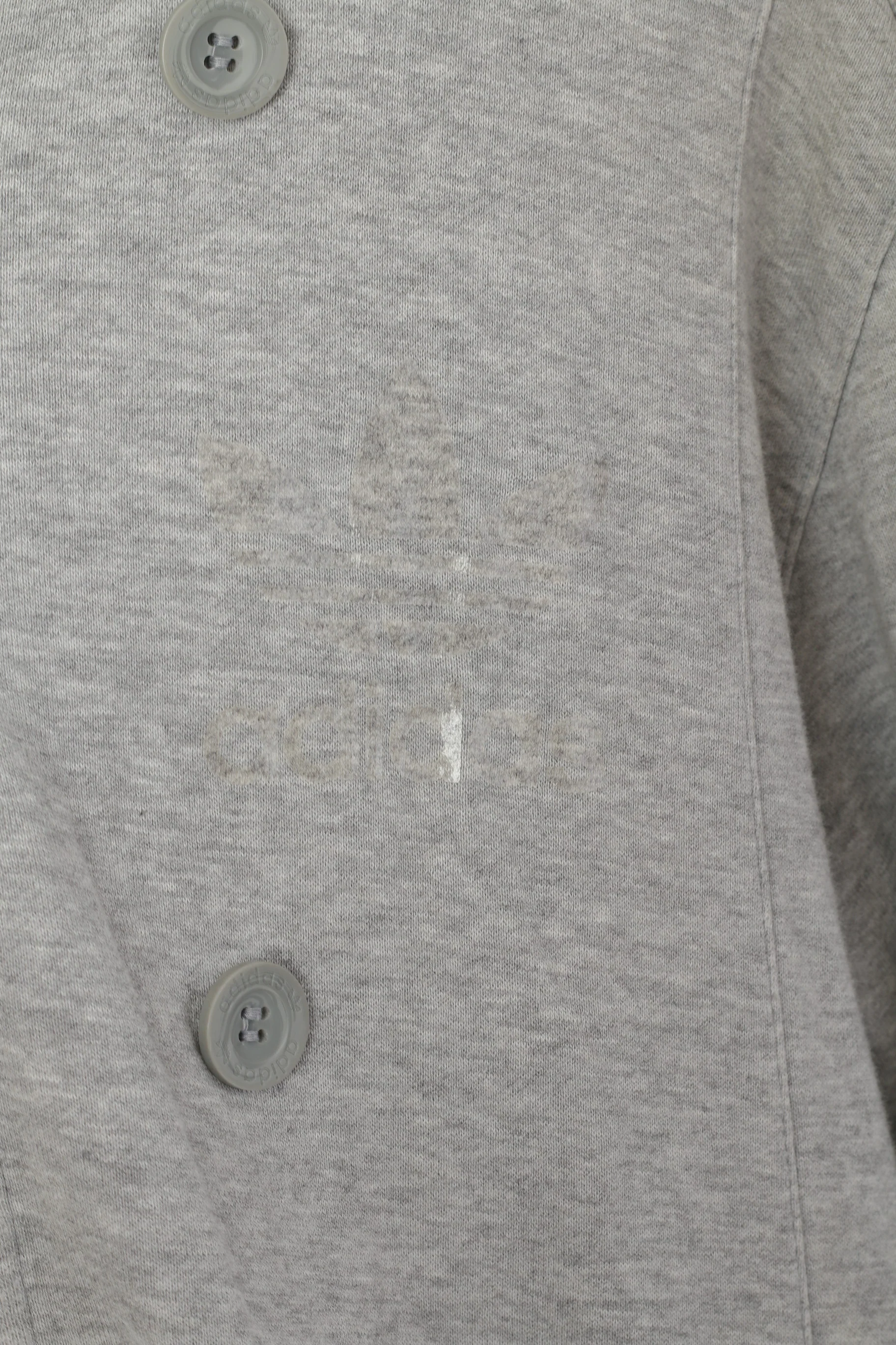 Adidas Men L Sweatshirt Grey Cotton Hooded Full Zipper Buttons Casual Top - Image 4