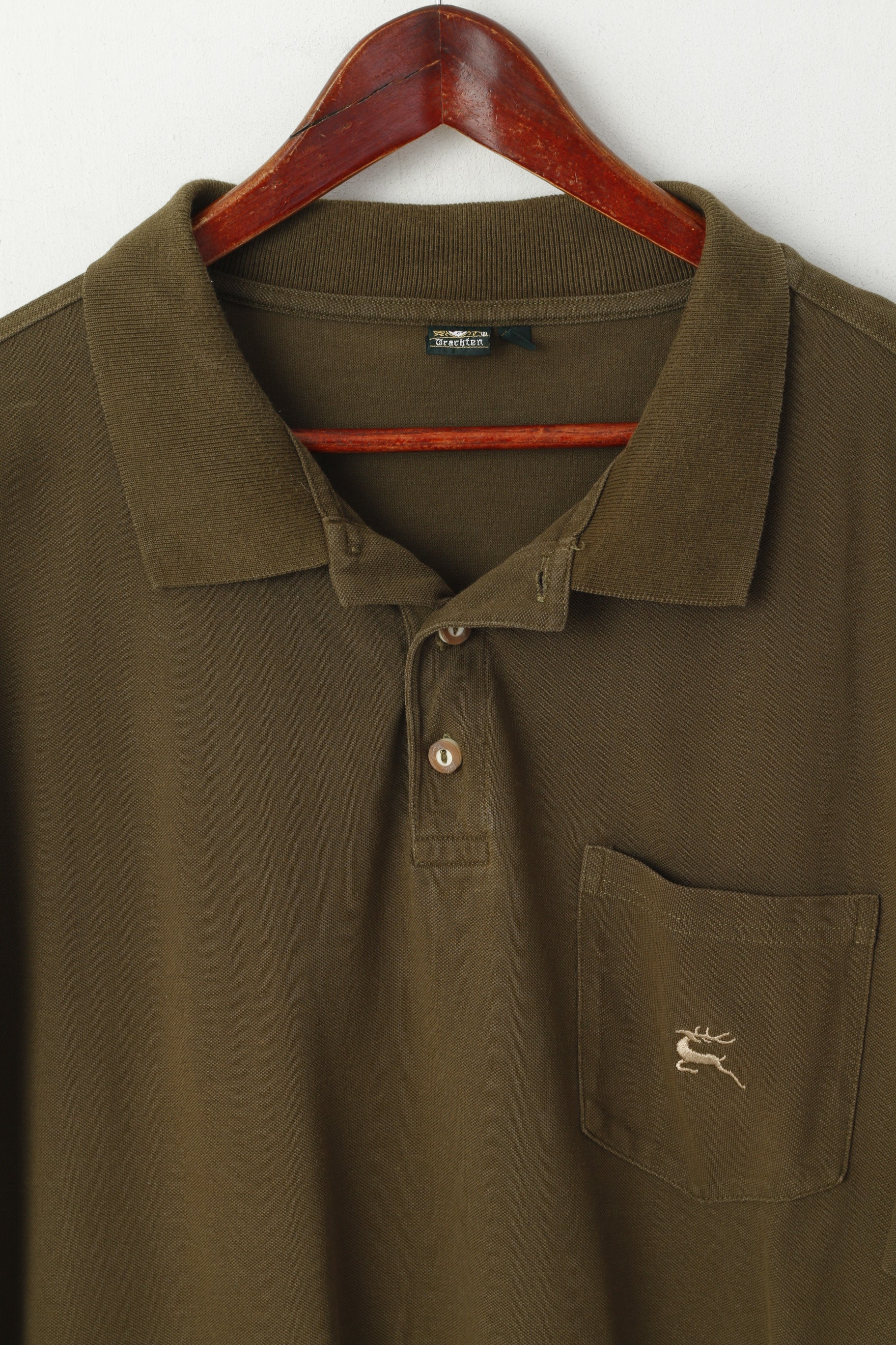 Orbis Trachten Men 5XL Polo Shirt Green Cotton Traditional Short Sleeve Top - Image 2