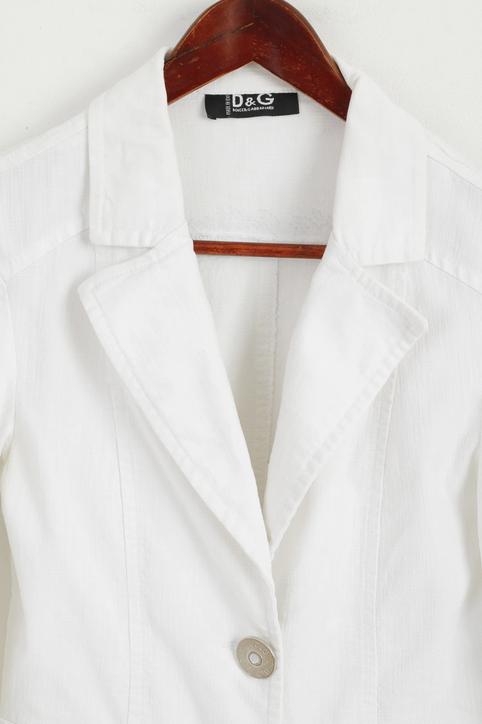 Dolce & Gabbana Women L (S) Blazer White Cotton Stretch Made in Italy Jacket - Image 2