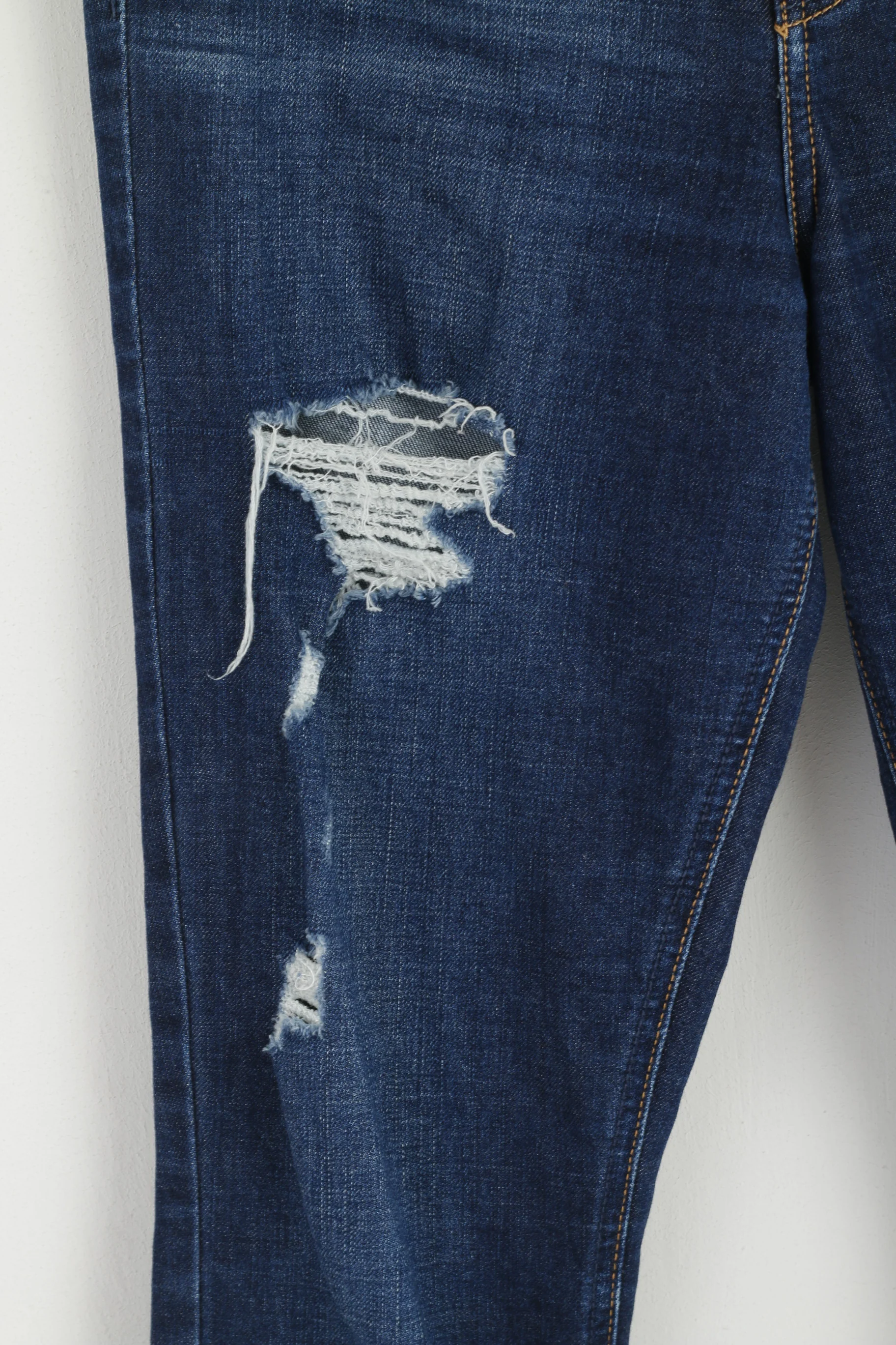 Hollister Women 28 Trousers Navy Denim Skinny Ripped Cotton Stretch Jeans Pants - Image 2