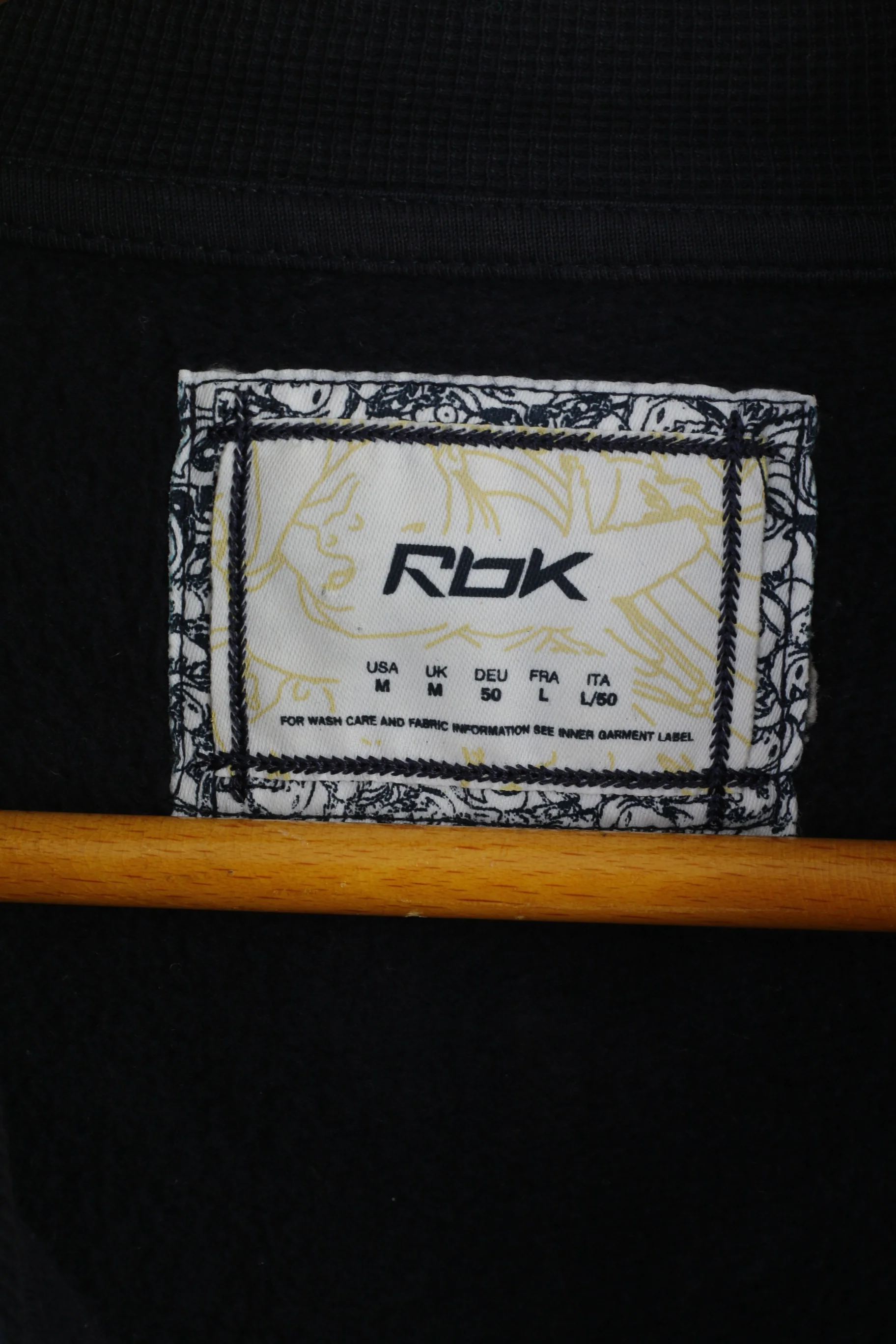 Reebok Men M Sweatshirt Navy Blue Cotton Full Zipper Emroidered Top - Image 4