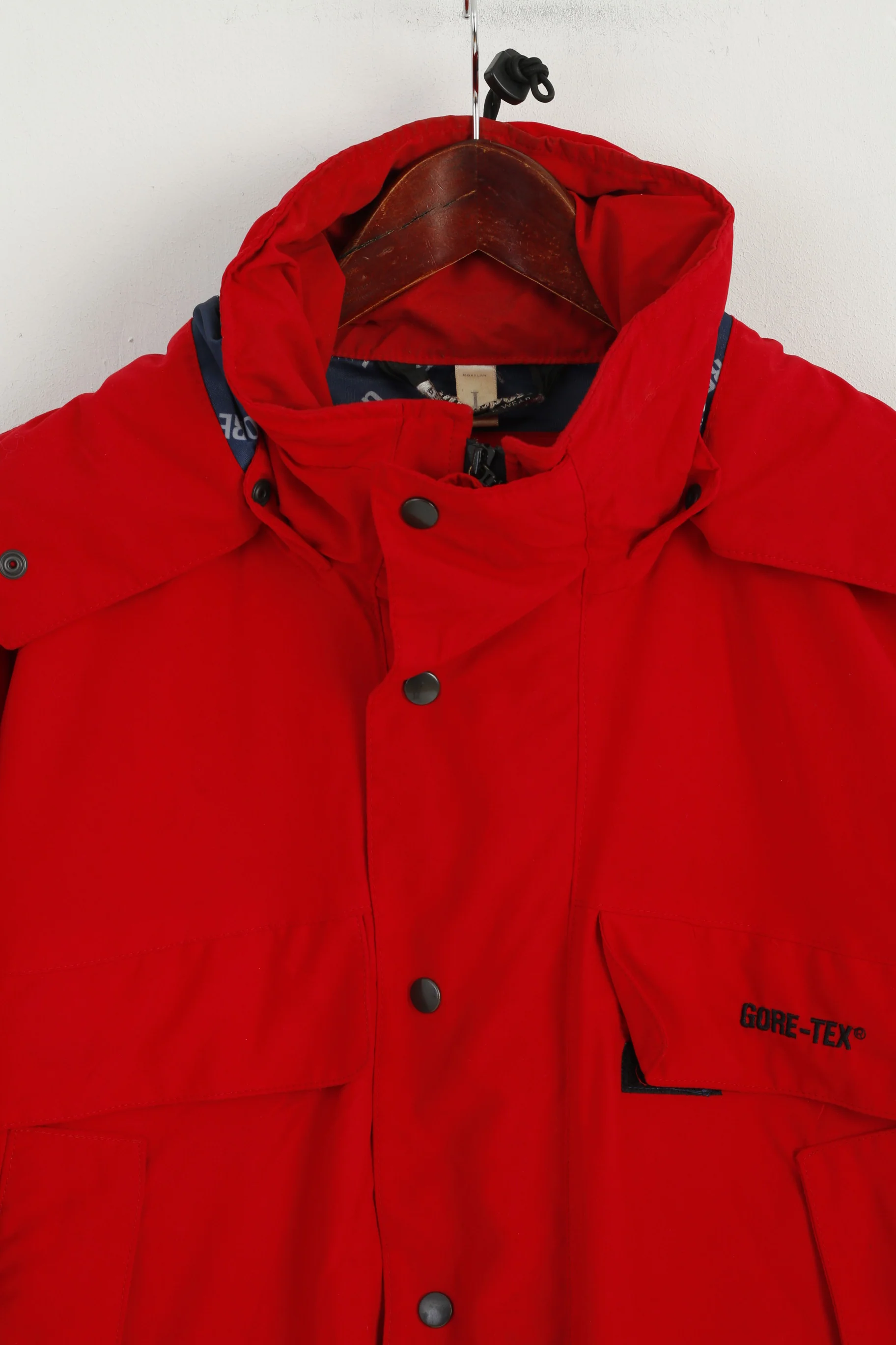 Brandsport Men L Jacket Red Vintage Gore-Tex Nylon Hooded Outdoor Parka - Image 2