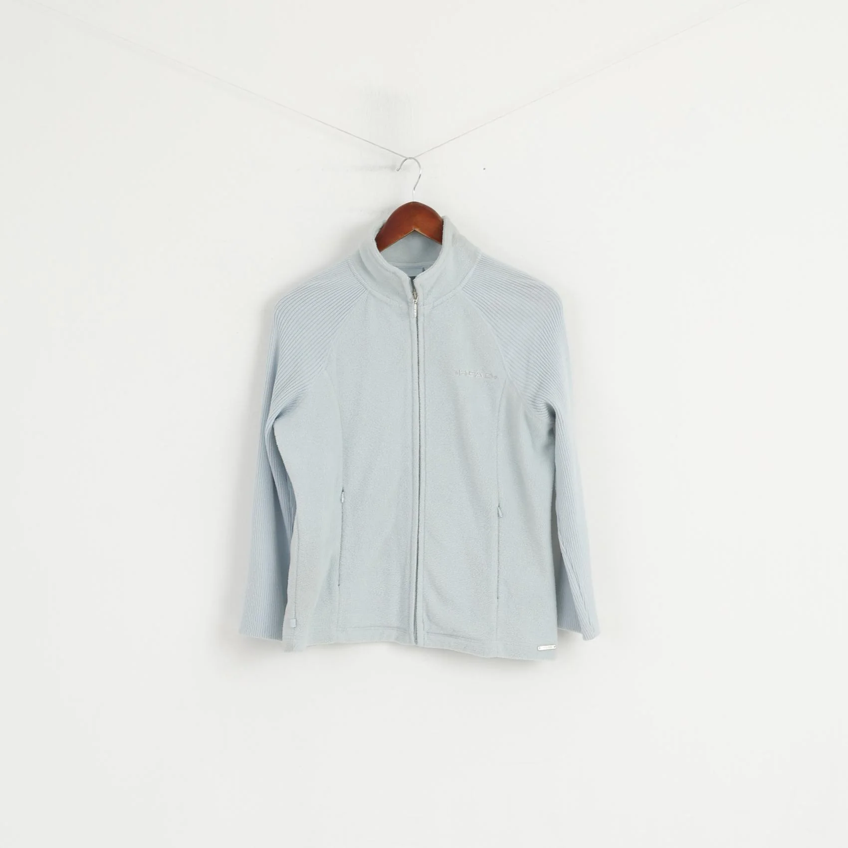 HEAD Women 14 M Fleece Top Light Blue Full Zipper Casual Sweatshirt